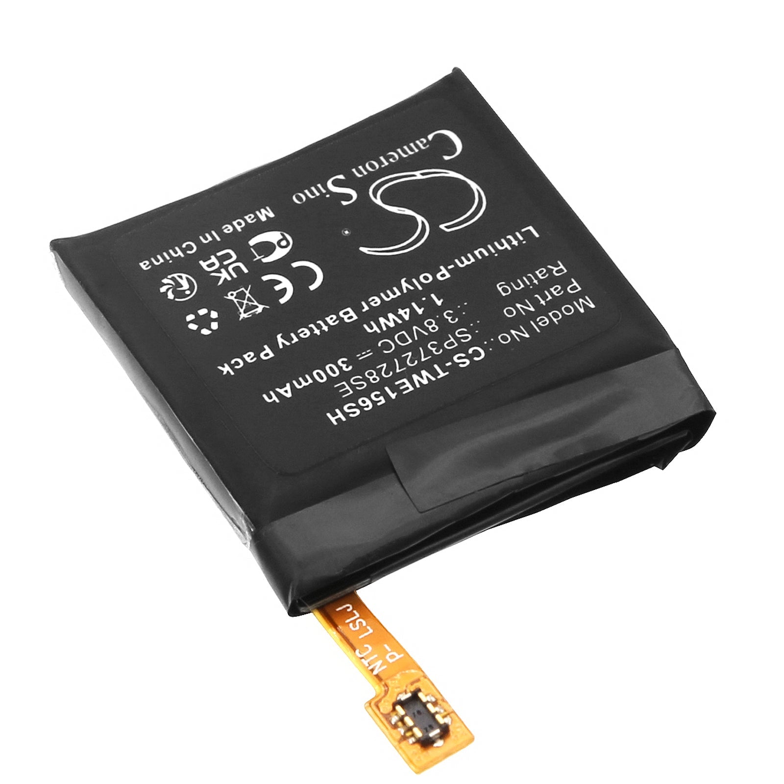 Li-Polymer, Smartwatch Battery fits Ticwatch 2, 2e, 3.8V, 300mAh Smartwatch Cameron Sino Technology Limited