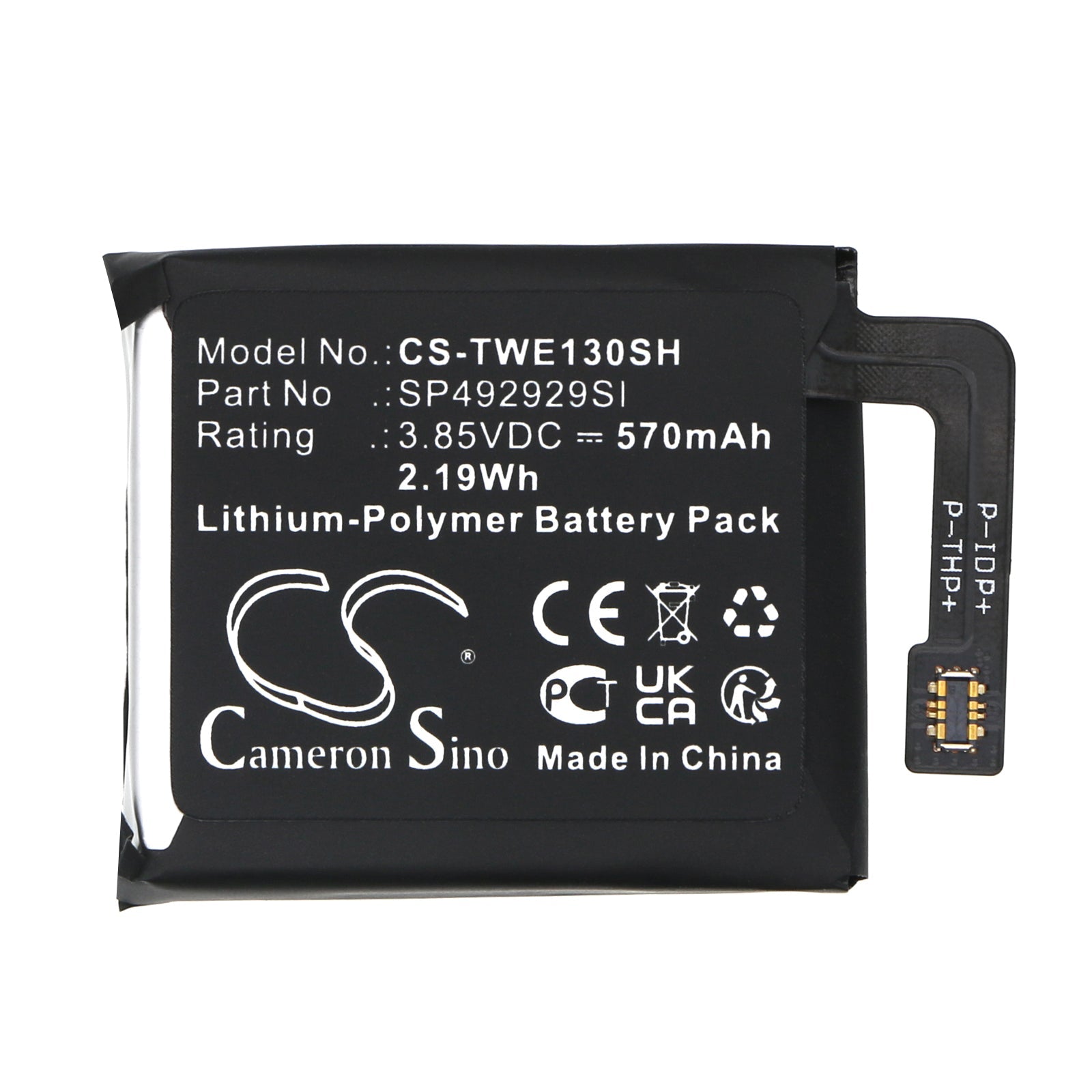 Li-Polymer, Smartwatch Battery fits Ticwatch Pro 3, 3.85V, 570mAh Smartwatch Cameron Sino Technology Limited