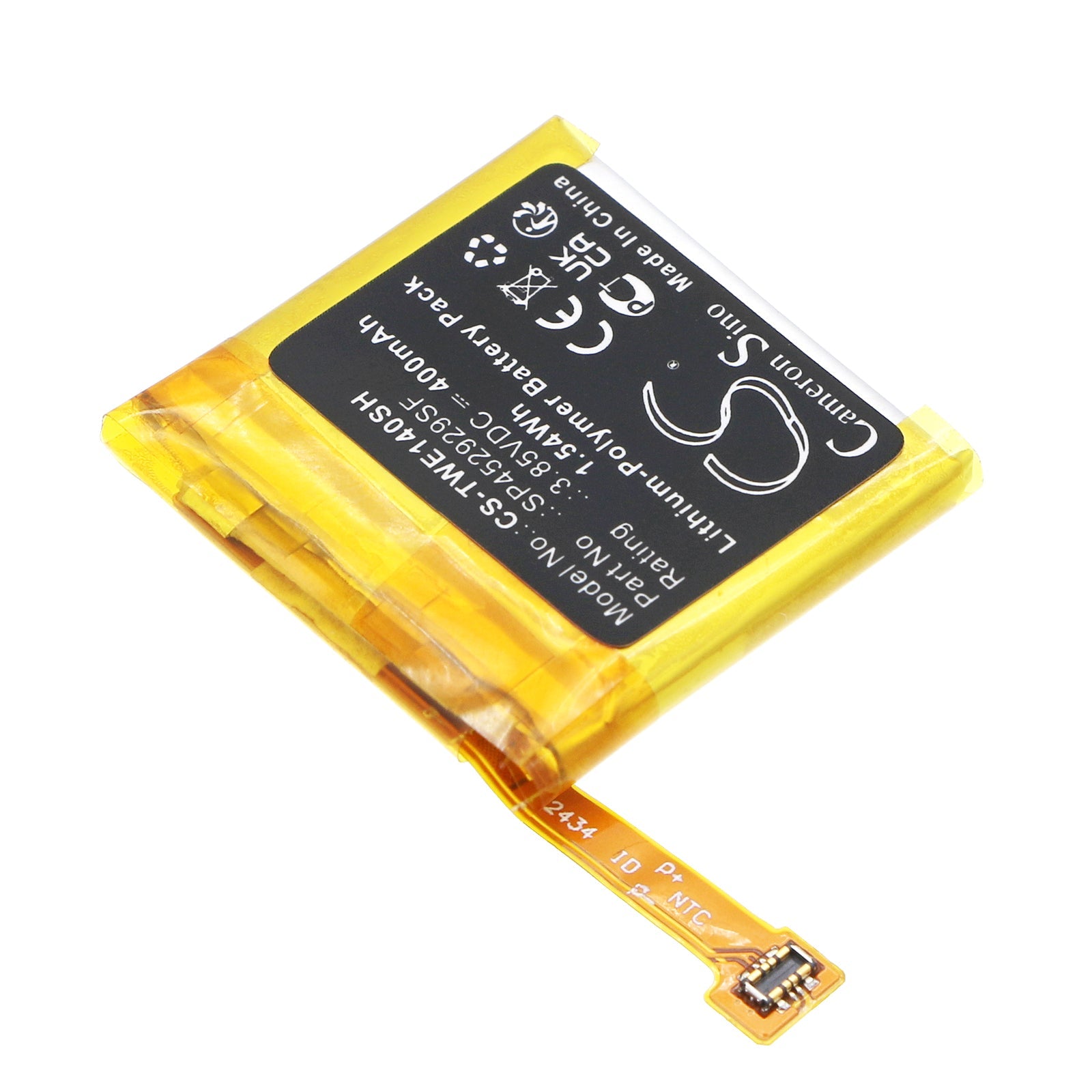 Li-Polymer, Smartwatch Battery fits Ticwatch Pro, Pro 4g, 3.85V, 400mAh Smartwatch Cameron Sino Technology Limited