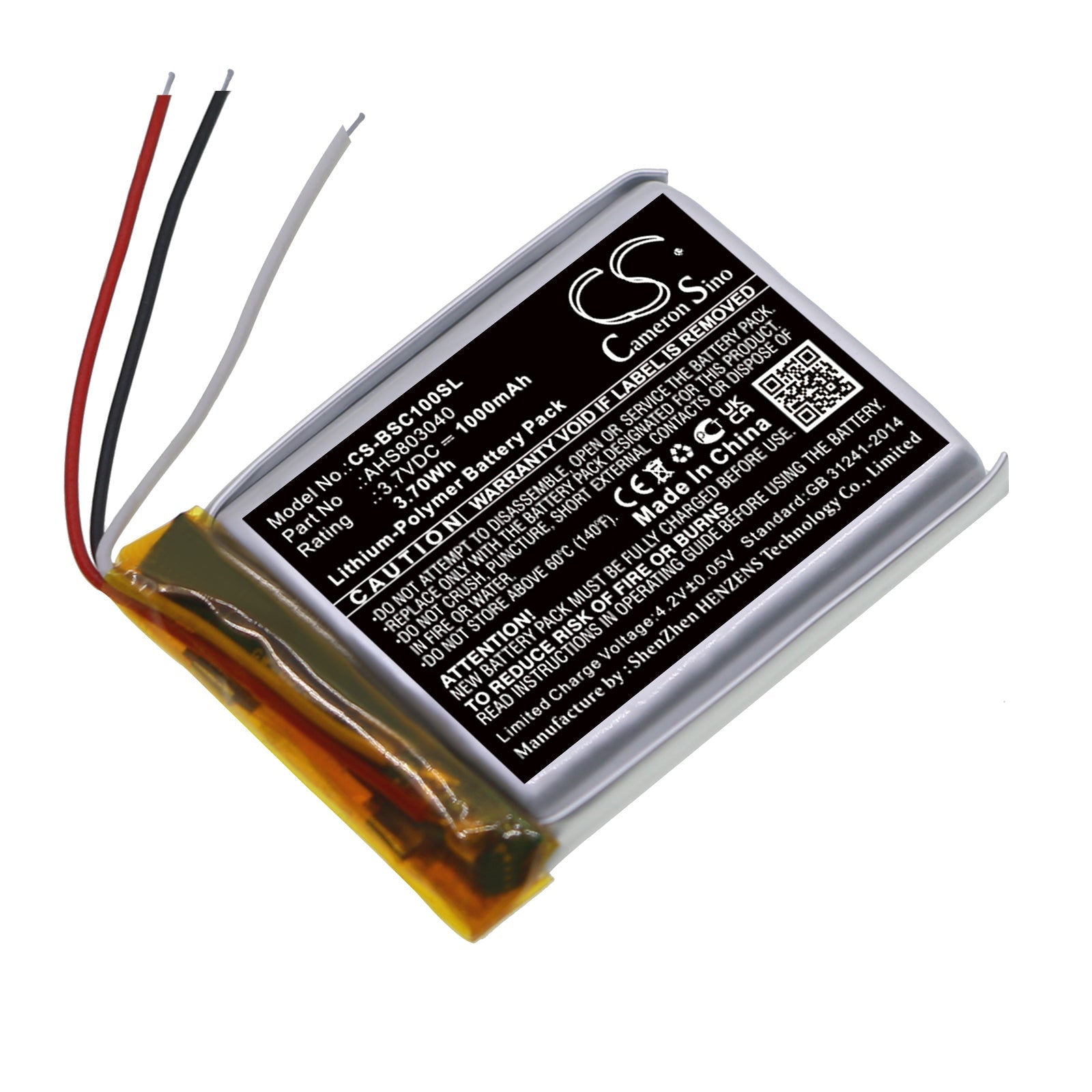 Li-Polymer, Speaker Battery fits Bose Soundwear Companion, 3.7V, 1000mAh Speaker Cameron Sino Technology Limited