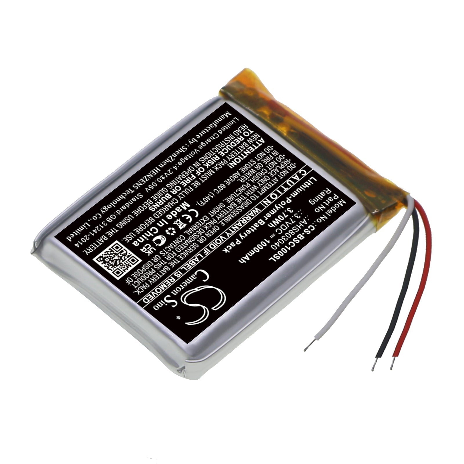Li-Polymer, Speaker Battery fits Bose Soundwear Companion, 3.7V, 1000mAh Speaker Cameron Sino Technology Limited
