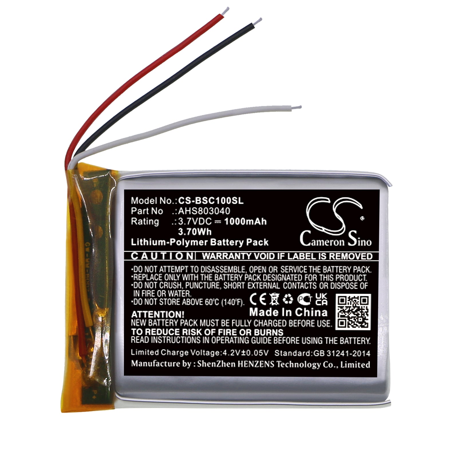 Li-Polymer, Speaker Battery fits Bose Soundwear Companion, 3.7V, 1000mAh Speaker Cameron Sino Technology Limited