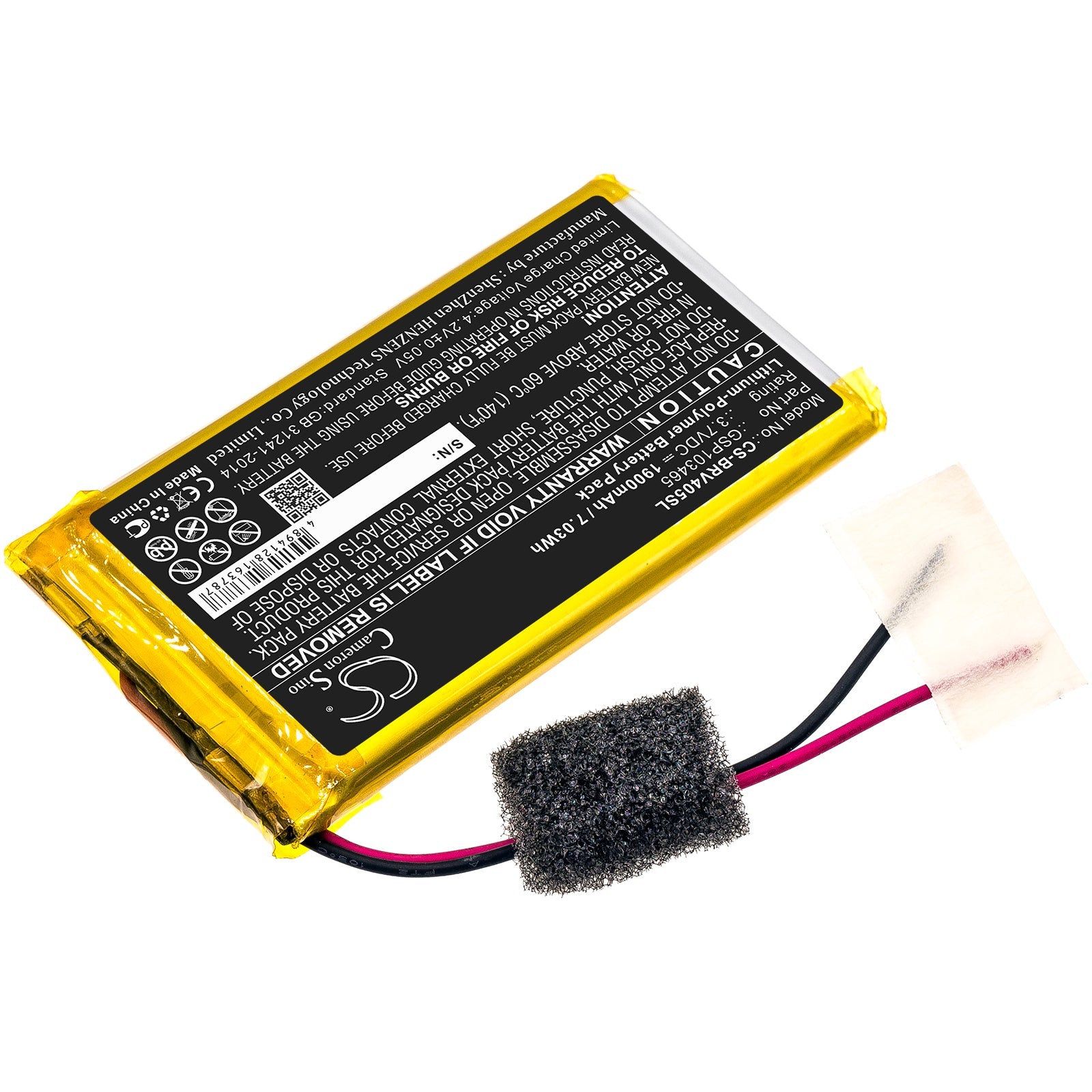 Li-Polymer Speaker Battery fits Braven, 405 3.7V, 1900mAh Speaker Cameron Sino Technology Limited