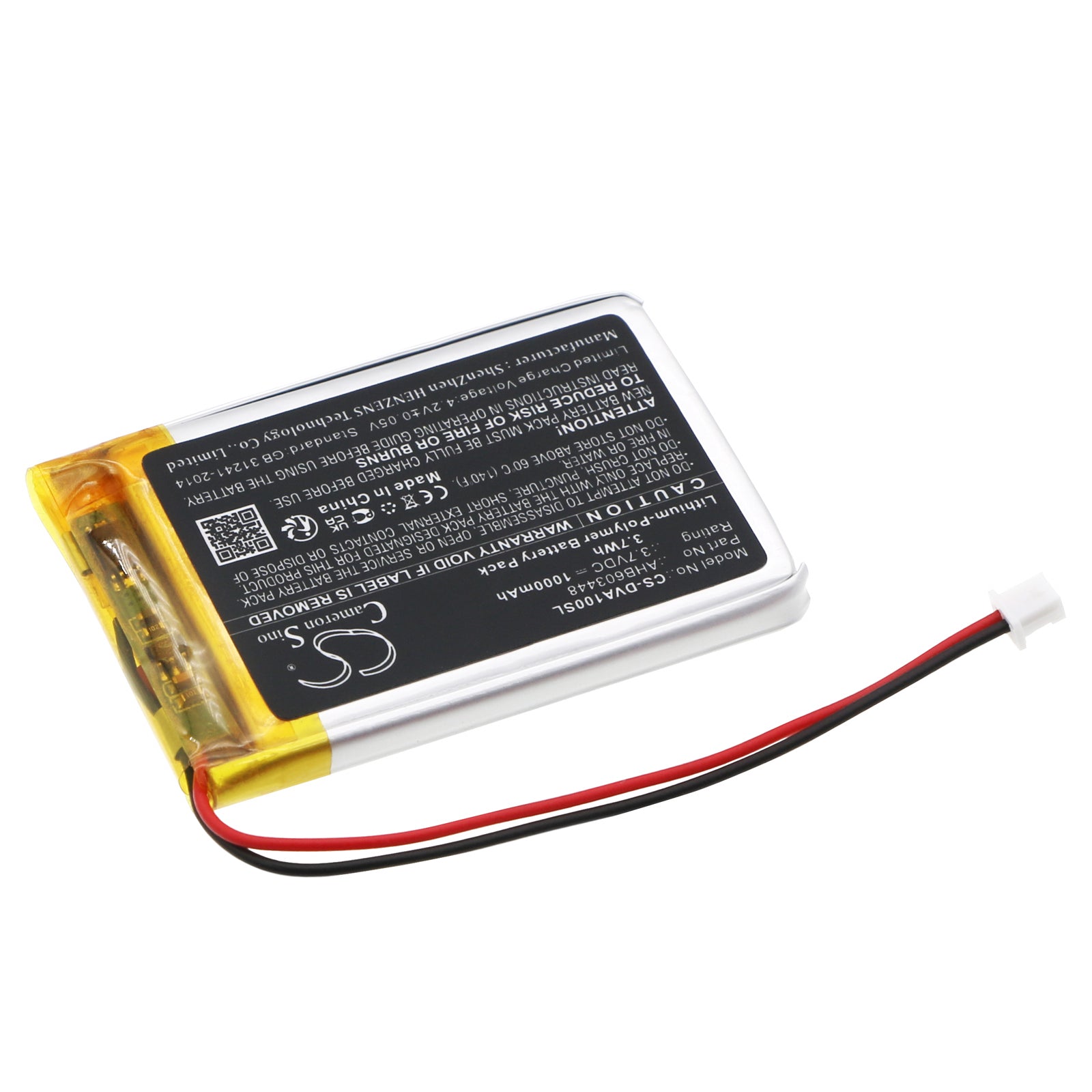 Li-Polymer, Speaker Battery fits Divoom Aurabulb, 3.7V, 1000mAh Speaker Cameron Sino Technology Limited