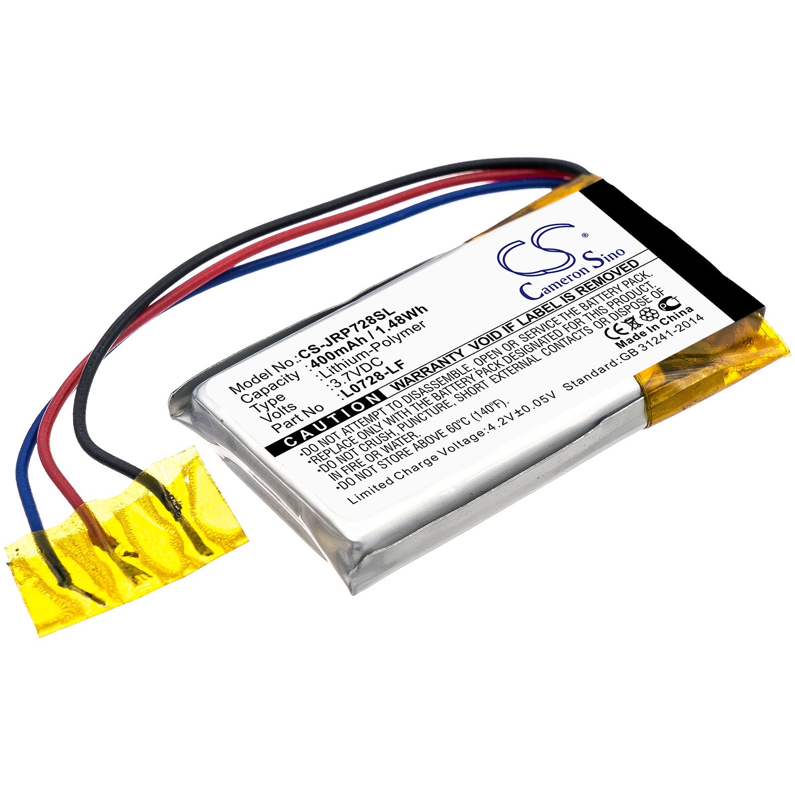 Li-Polymer Speaker Battery fits Jbl, L0728-lf 3.7V, 400mAh Speaker Cameron Sino Technology Limited