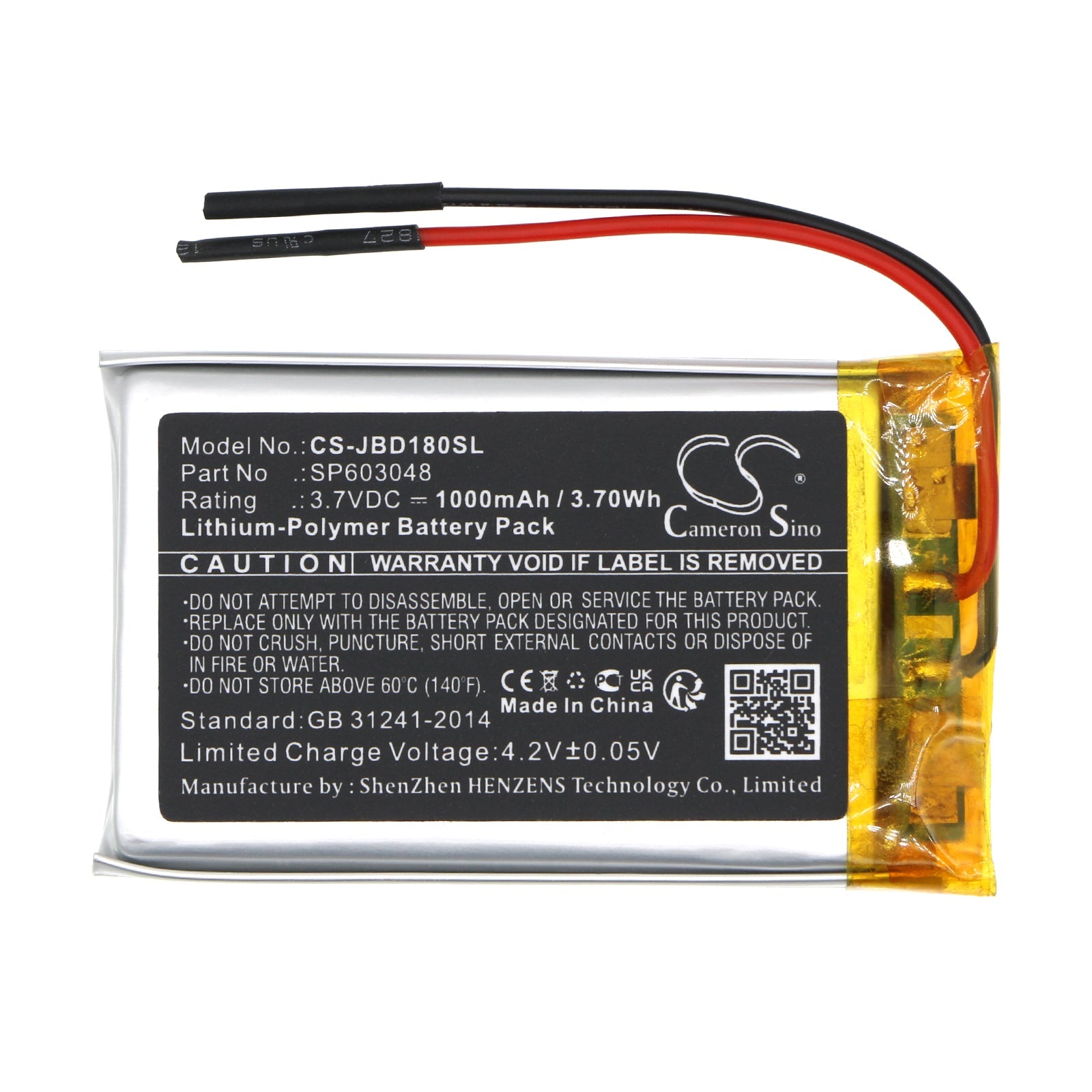 Li-Polymer, Speaker Battery fits Jbl Sd-18, Sd-21, 3.7V, 1000mAh Speaker Cameron Sino Technology Limited