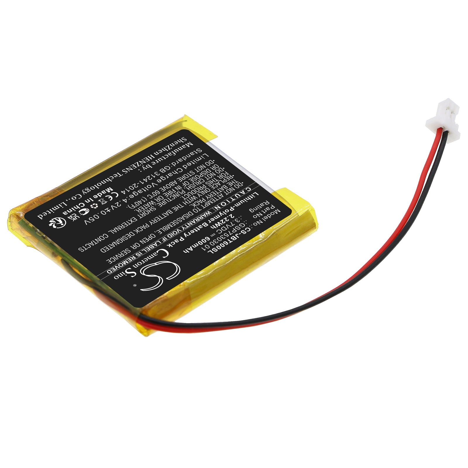 Li-Polymer, Speaker Battery fits Jbl T600 Bt, Tune 600btnc, 3.7V, 600mAh Speaker Cameron Sino Technology Limited