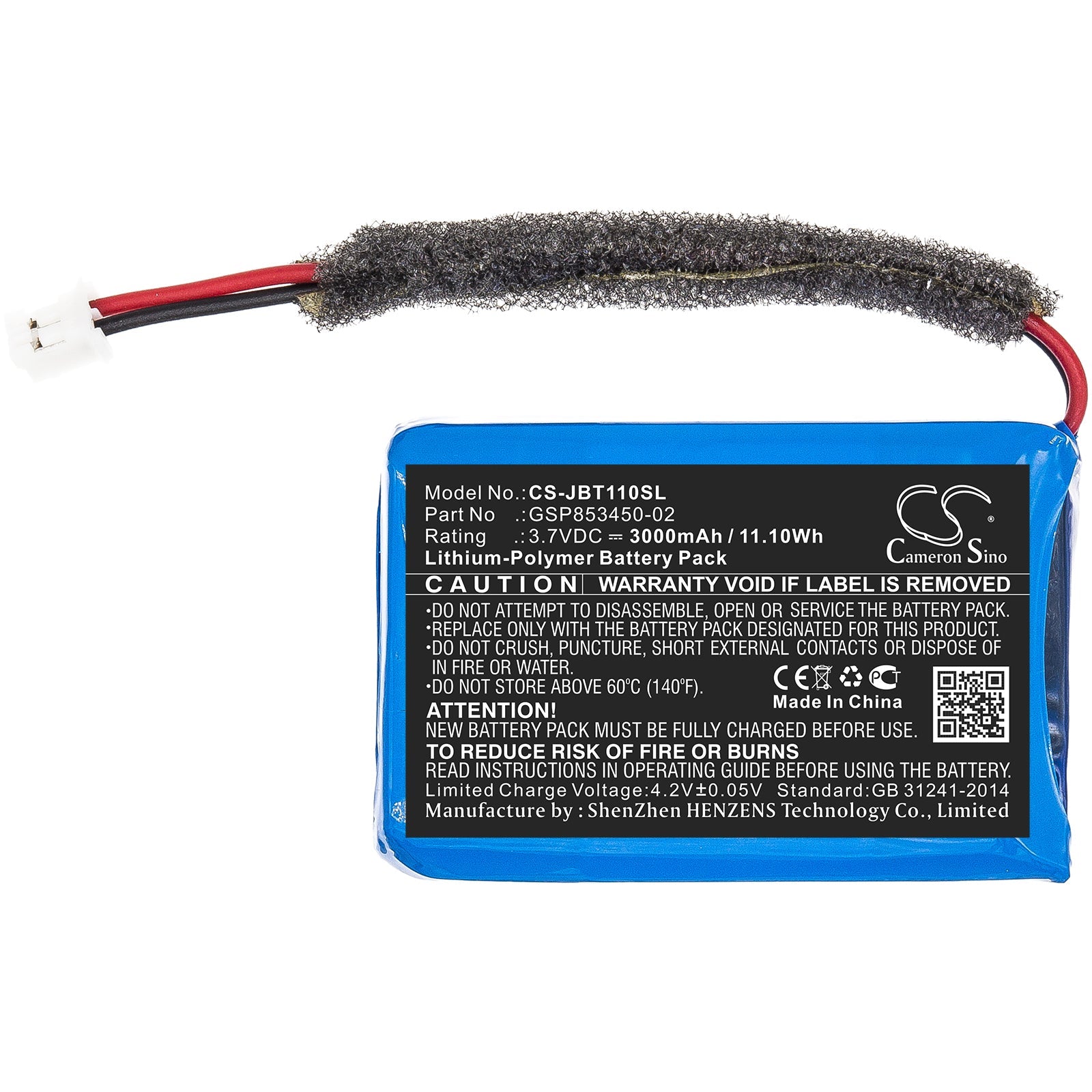 Li-Polymer Speaker Battery fits Jbl, Turbo 3.7V, 3000mAh Speaker Cameron Sino Technology Limited
