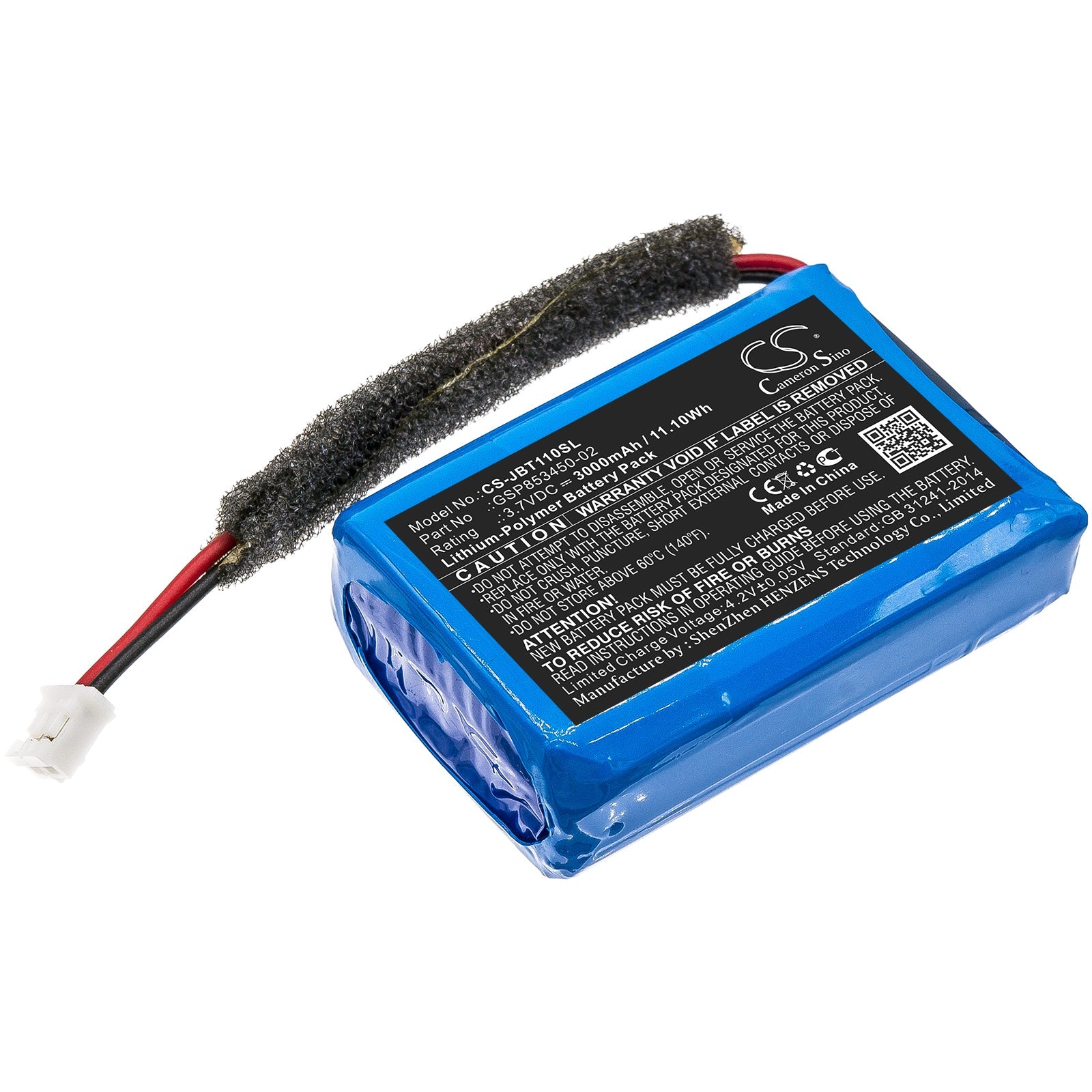 Li-Polymer Speaker Battery fits Jbl, Turbo 3.7V, 3000mAh Speaker Cameron Sino Technology Limited
