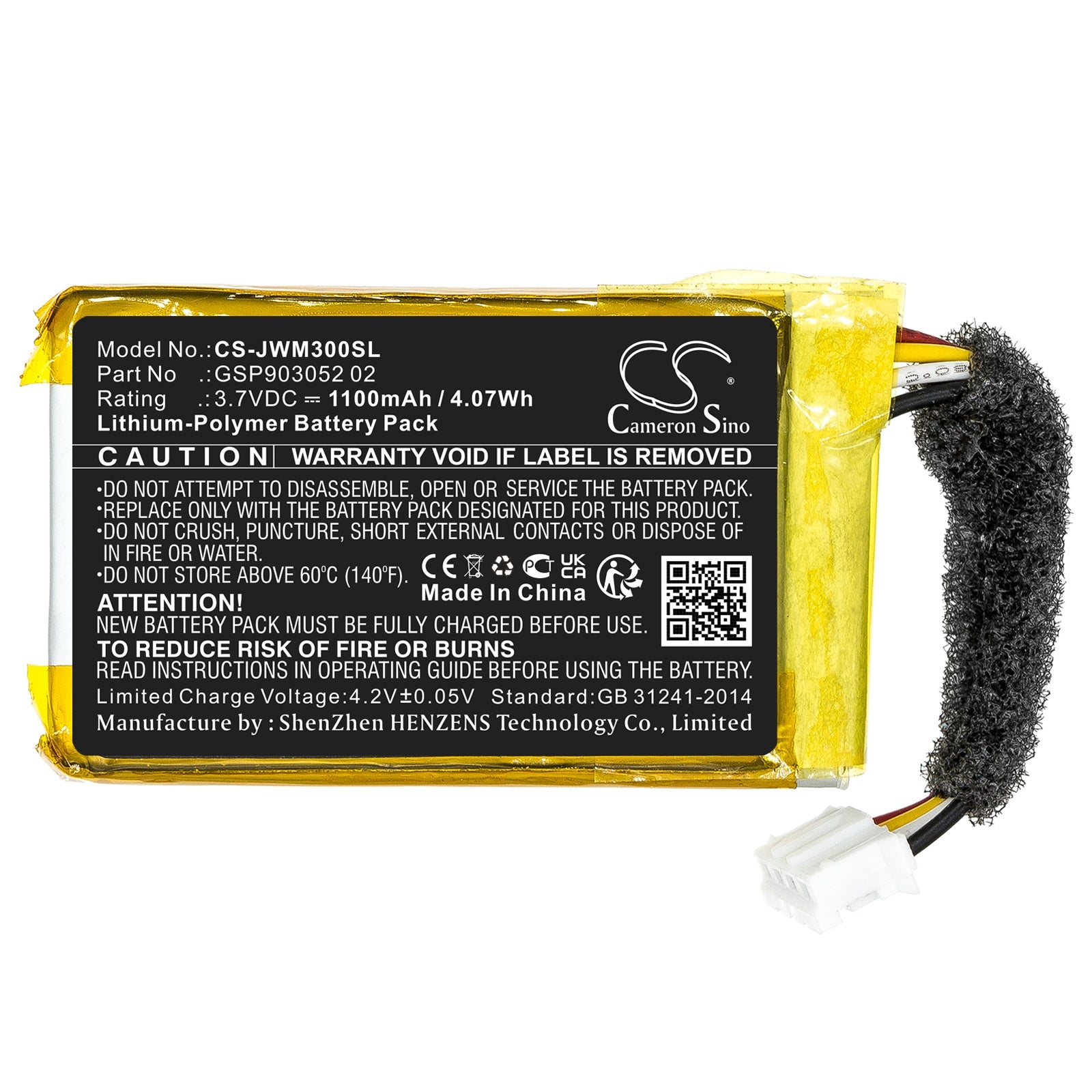 Li-Polymer, Speaker Battery fits Jbl Wind 3, Wind 3s, 3.7V, 1100mAh Speaker Cameron Sino Technology Limited