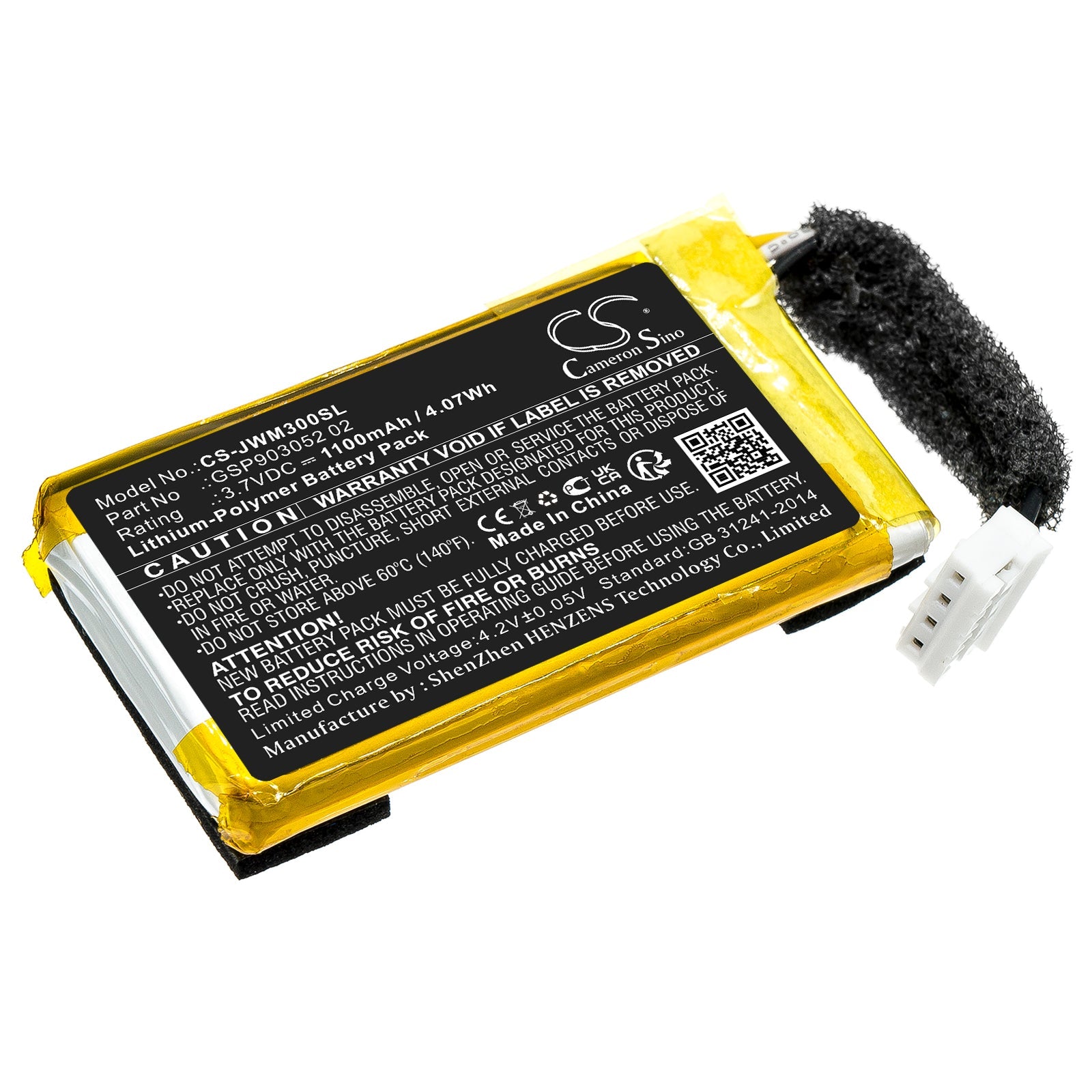 Li-Polymer, Speaker Battery fits Jbl Wind 3, Wind 3s, 3.7V, 1100mAh Speaker Cameron Sino Technology Limited