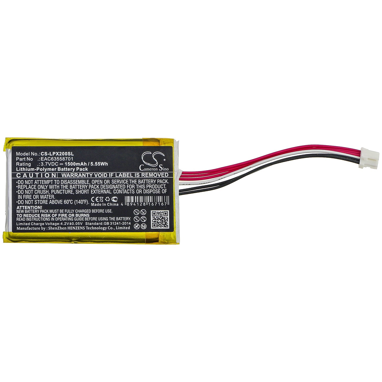 Li-Polymer Speaker Battery fits Lg, Xboom Go Pl2 3.7V, 1500mAh Speaker Cameron Sino Technology Limited
