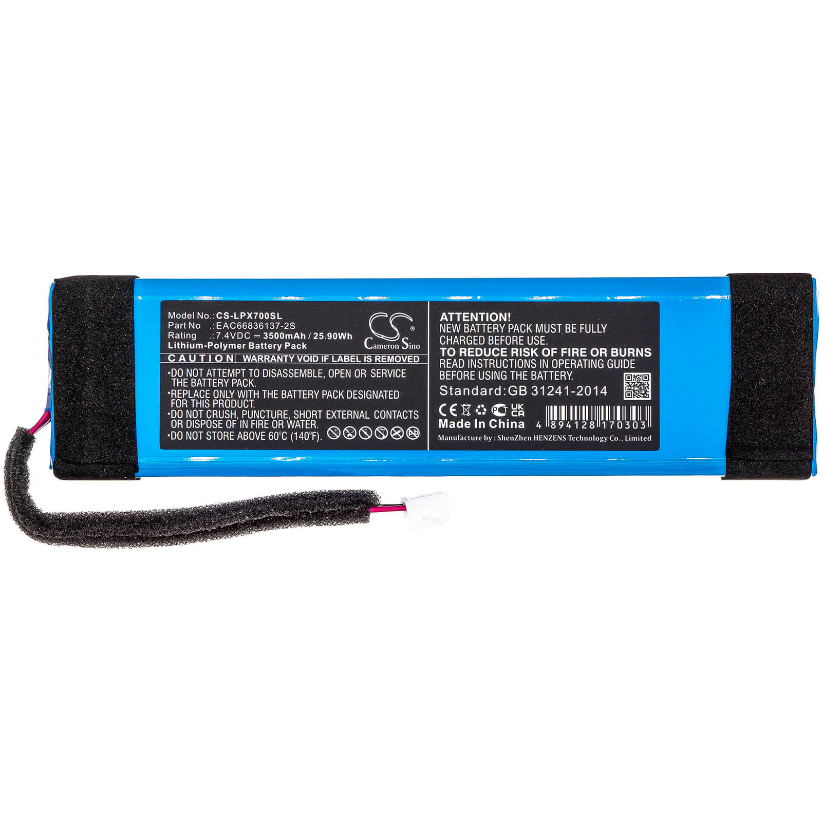 Li-Polymer Speaker Battery fits Lg, Xboom Go Pl7 7.4V, 3500mAh Speaker Cameron Sino Technology Limited