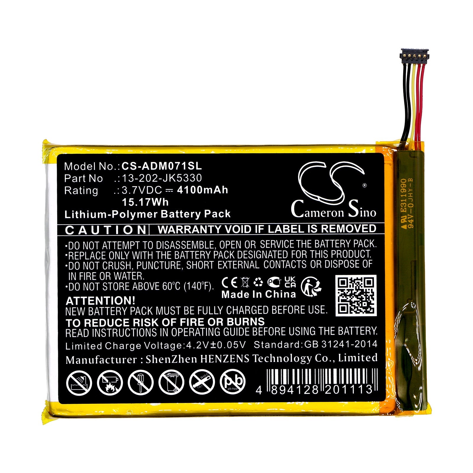 Li-Polymer, Tablet Battery fits Advantech Mica-071, Mica-071-051, 3.7V, 4100mAh Tablet Cameron Sino Technology Limited