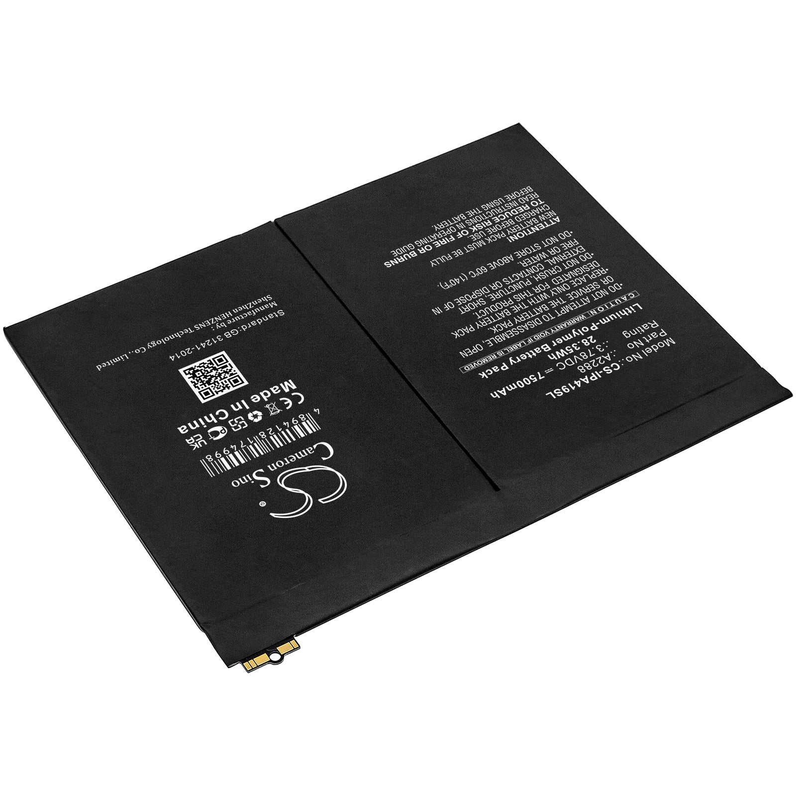 Li-Polymer, Tablet Battery fits Apple A2072, A2316, 3.78V, 7500mAh Tablet Cameron Sino Technology Limited