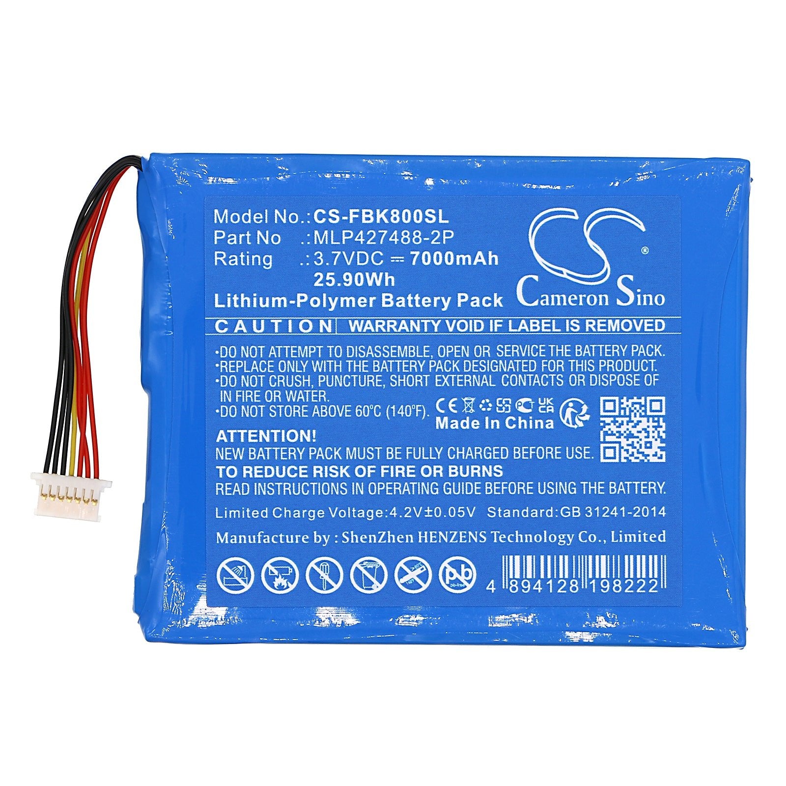 Li-Polymer, Tablet Battery fits Fieldbook K80, K80 G2, 3.7V, 7000mAh Tablet Cameron Sino Technology Limited