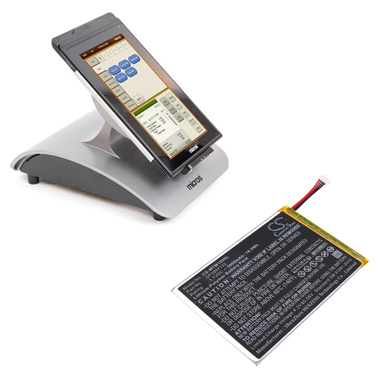 Li-Polymer, Tablet Battery fits Micros Mtablet, 3.7V, 5000mAh Tablet Cameron Sino Technology Limited