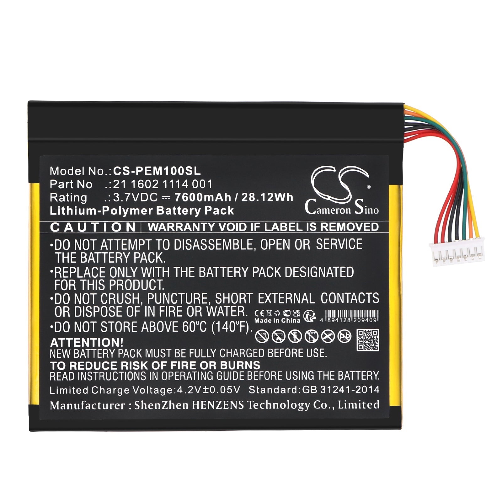 Li-Polymer, Tablet Battery fits Partner Em-100, 3.7V, 7600mAh Tablet Cameron Sino Technology Limited