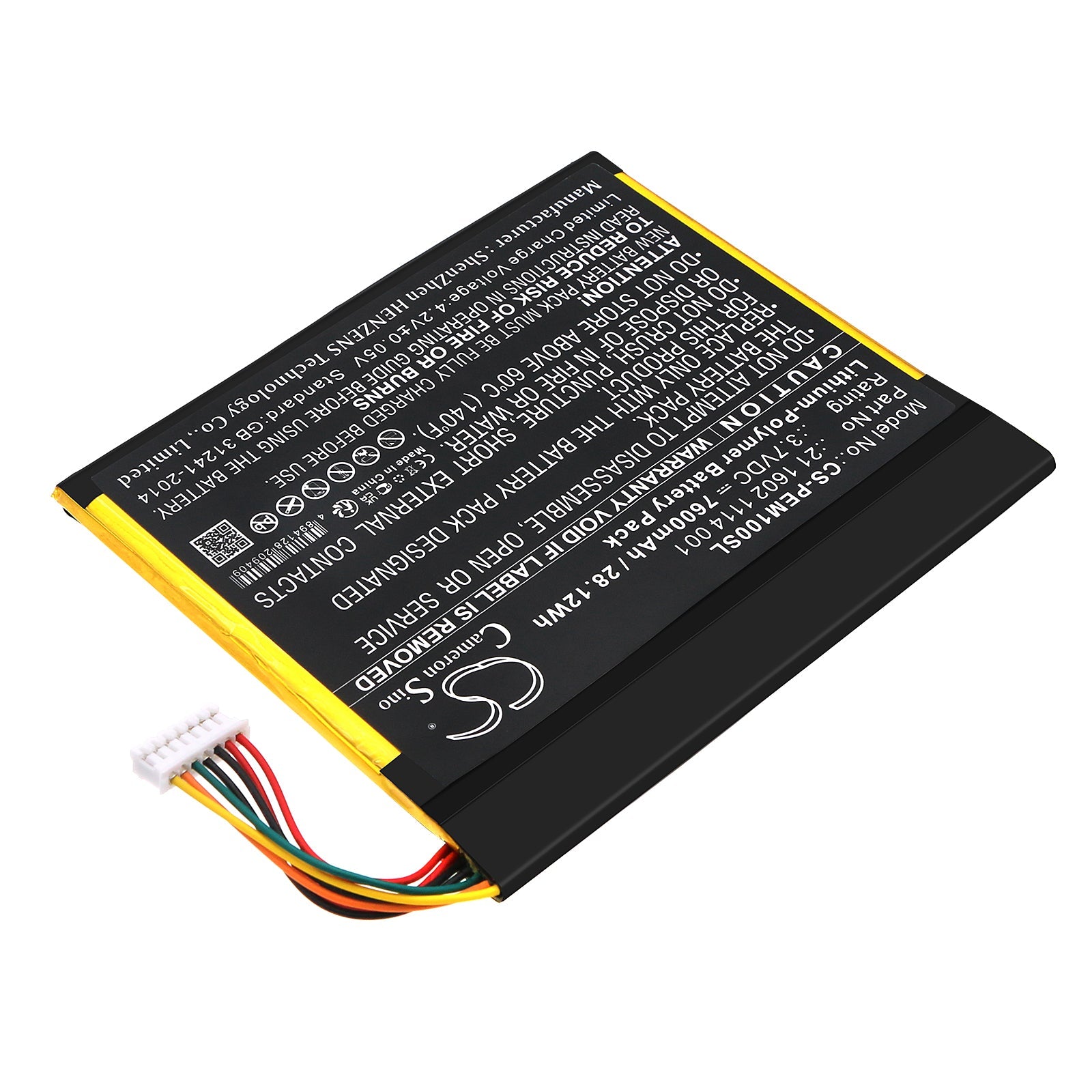 Li-Polymer, Tablet Battery fits Partner Em-100, 3.7V, 7600mAh Tablet Cameron Sino Technology Limited