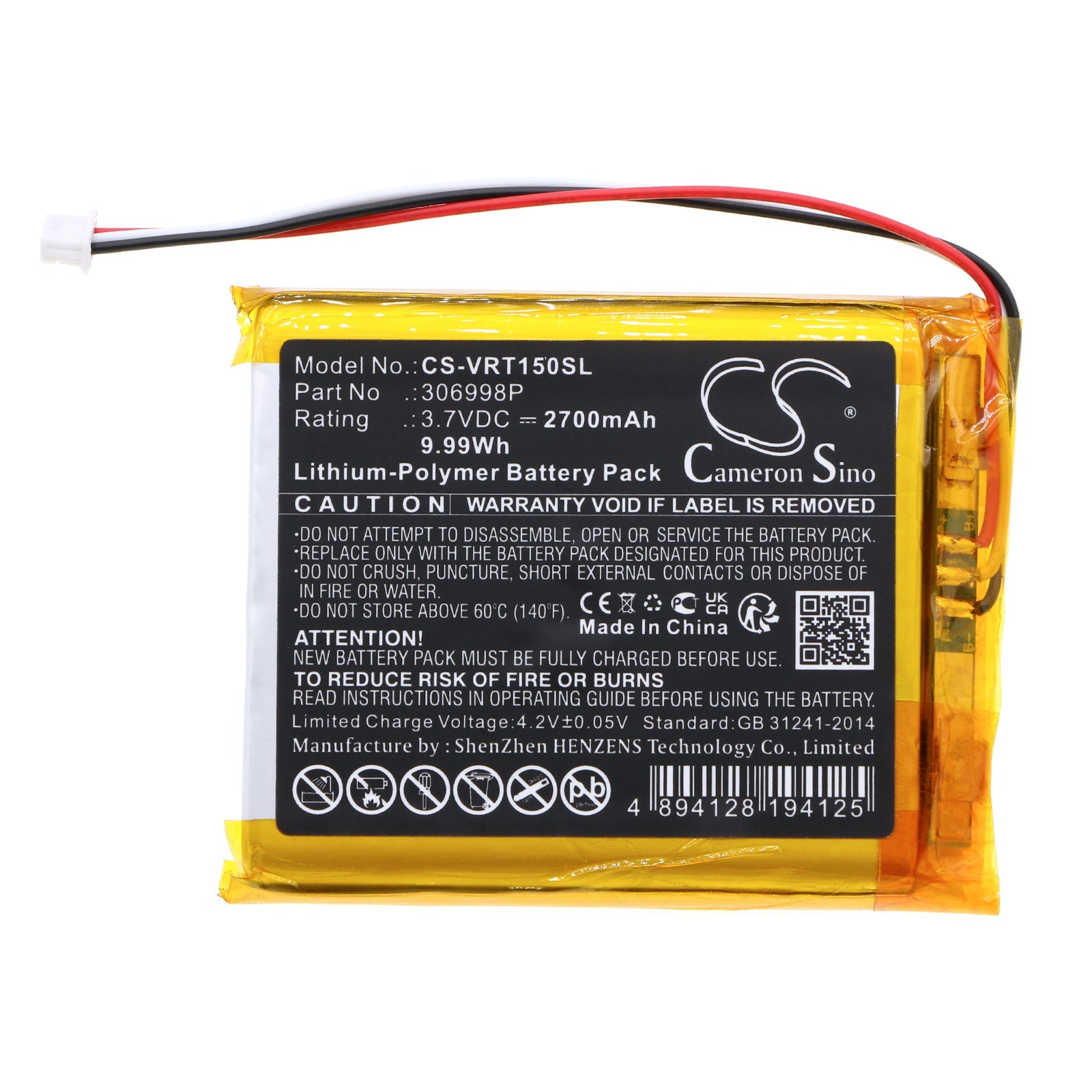 Li-Polymer, Thermal Camera Battery fits Voltcraft Bs-1000t, Bs-1500t, 3.7V, 2700mAh Thermal Camera Cameron Sino Technology Limited