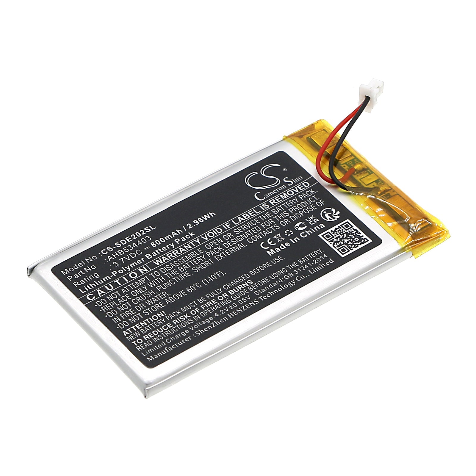 Li-Polymer, Transmitters & Receiver Battery fits Sennheiser Hde 2020-d, Hde 2020-d Ii, 3.7V, 800mAh Transmitters & Receiver Cameron Sino Technology Limited