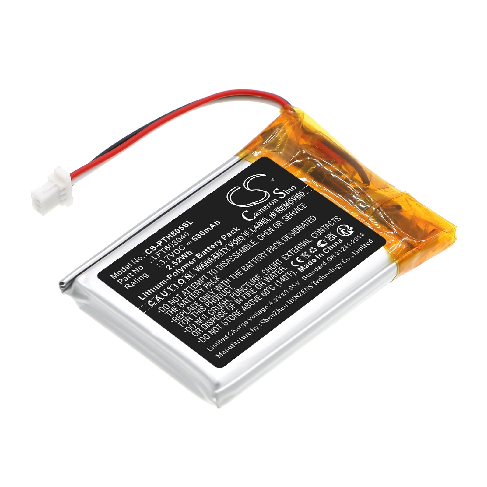 Li-Polymer, Wireless Headset Battery fits Philips Taph805, 3.7V, 680mAh Wireless Headset Cameron Sino Technology Limited