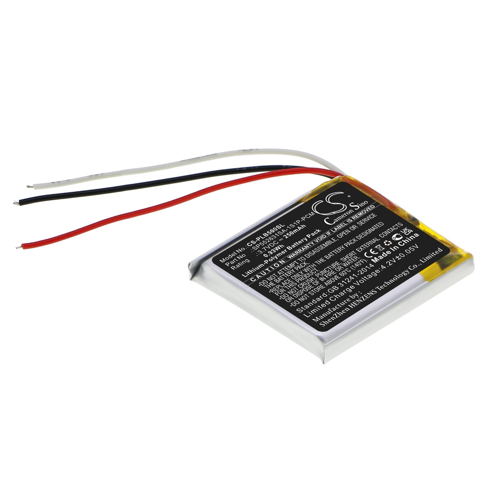 Li-Polymer, Wireless Headset Battery fits Plantronics 9313sw, Backbeat 500, 3.7V, 250mAh Wireless Headset Cameron Sino Technology Limited