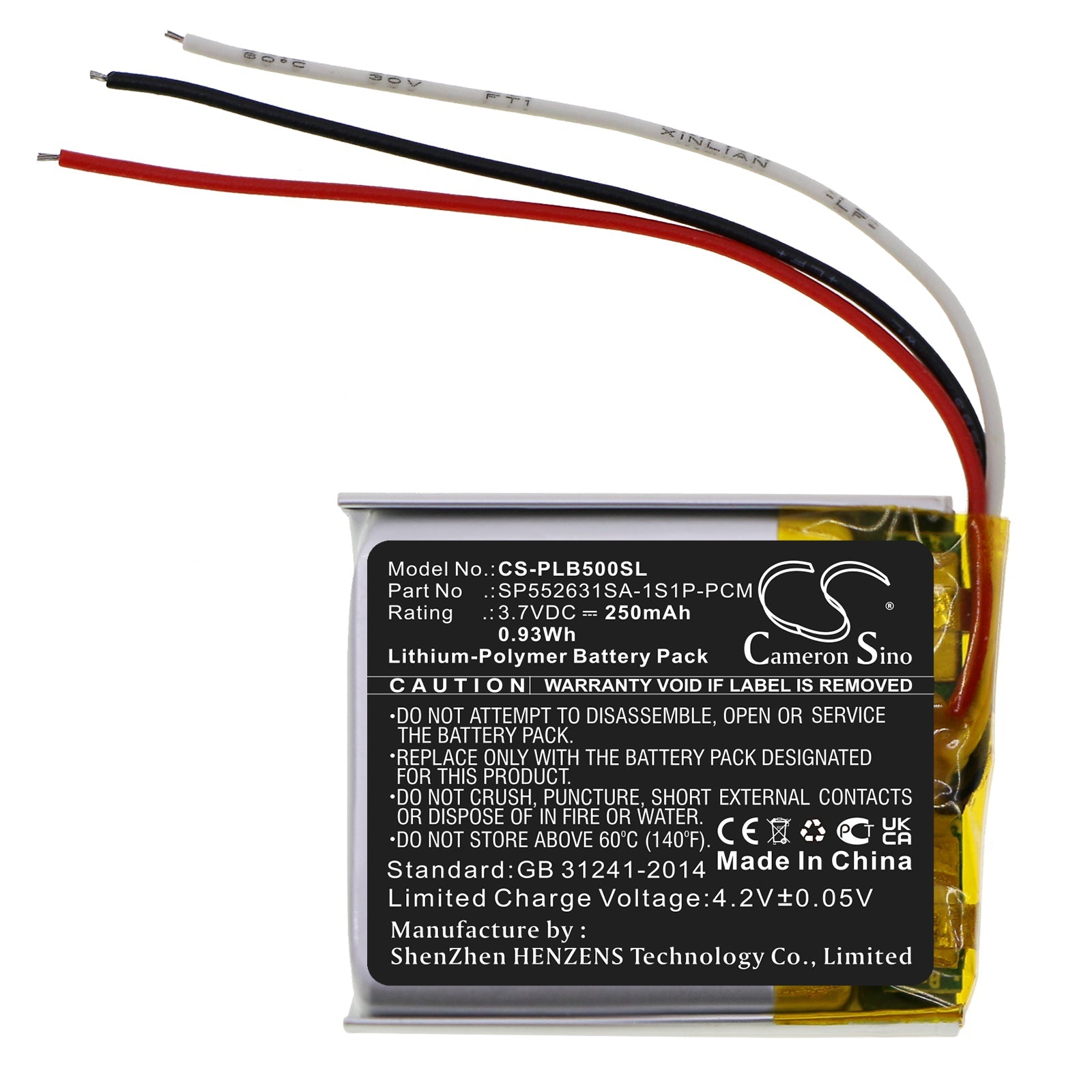 Li-Polymer, Wireless Headset Battery fits Plantronics 9313sw, Backbeat 500, 3.7V, 250mAh Wireless Headset Cameron Sino Technology Limited