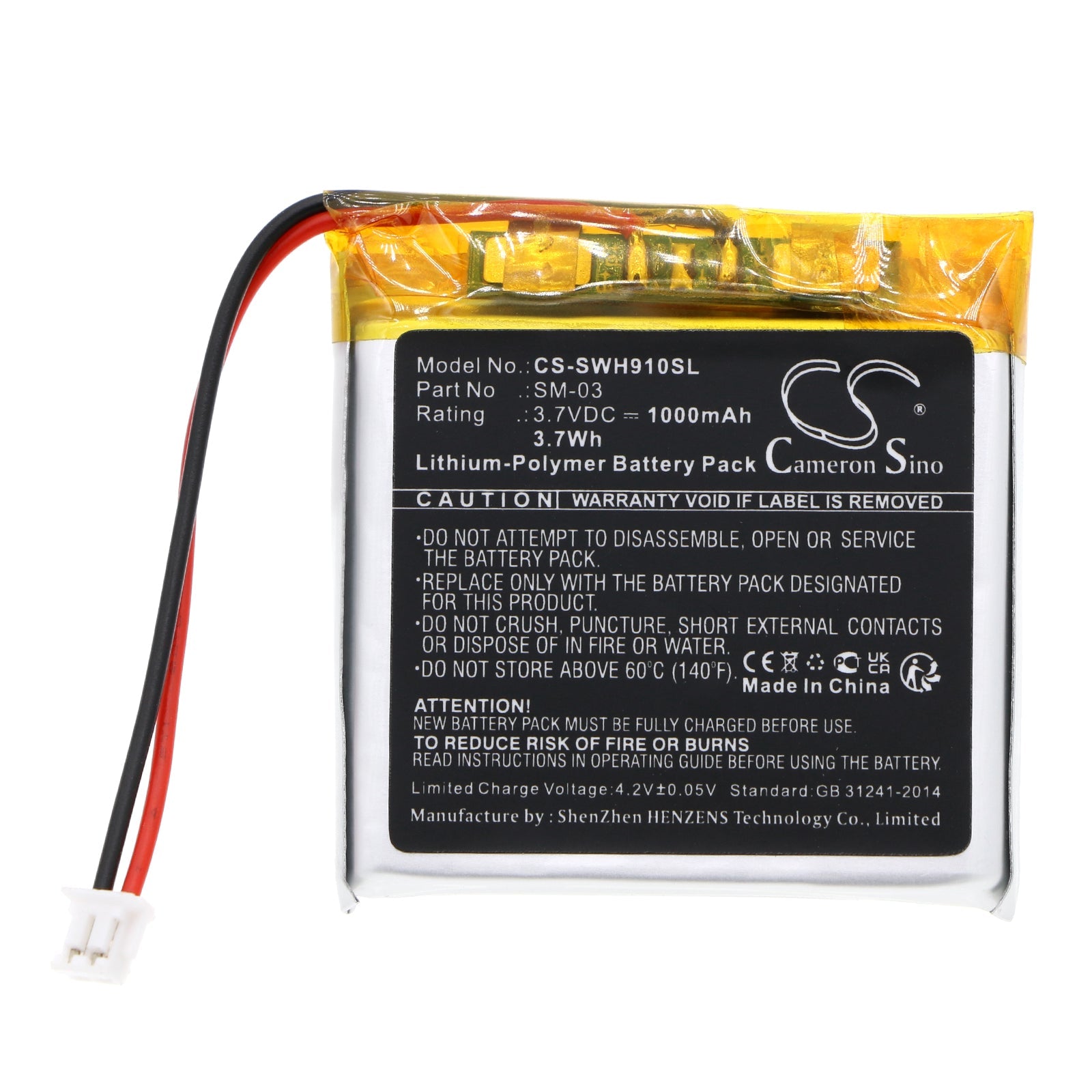 Li-Polymer, Wireless Headset Battery fits Sony Wh-h910n, Wh-h910, 3.7V, 1000mAh Wireless Headset Cameron Sino Technology Limited