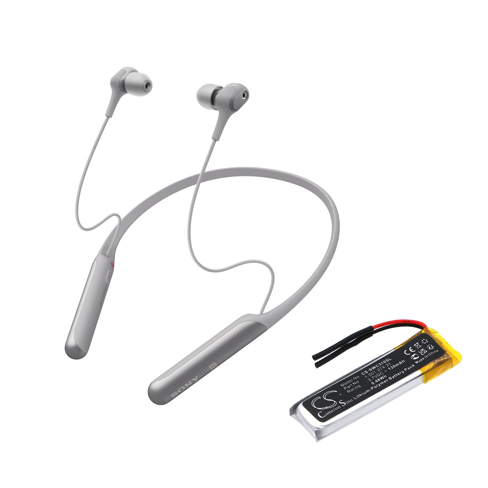 Li-Polymer, Wireless Headset Battery fits Sony Wi-c200, Wi-c300, 3.7V, 130mAh Wireless Headset Cameron Sino Technology Limited
