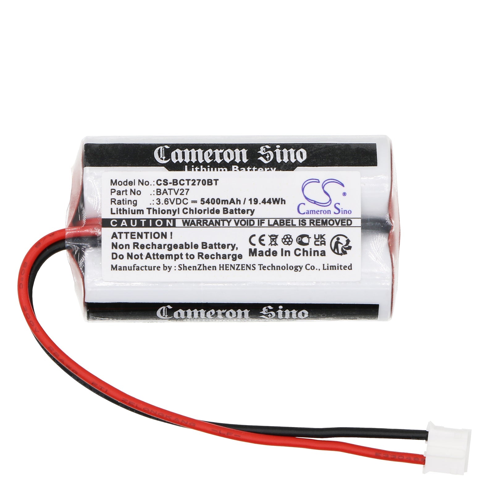 Li-SOCl2, Alarm System Battery fits Daitem 152-27d, 153-27d, 3.6V, 5400mAh Alarm System Cameron Sino Technology Limited
