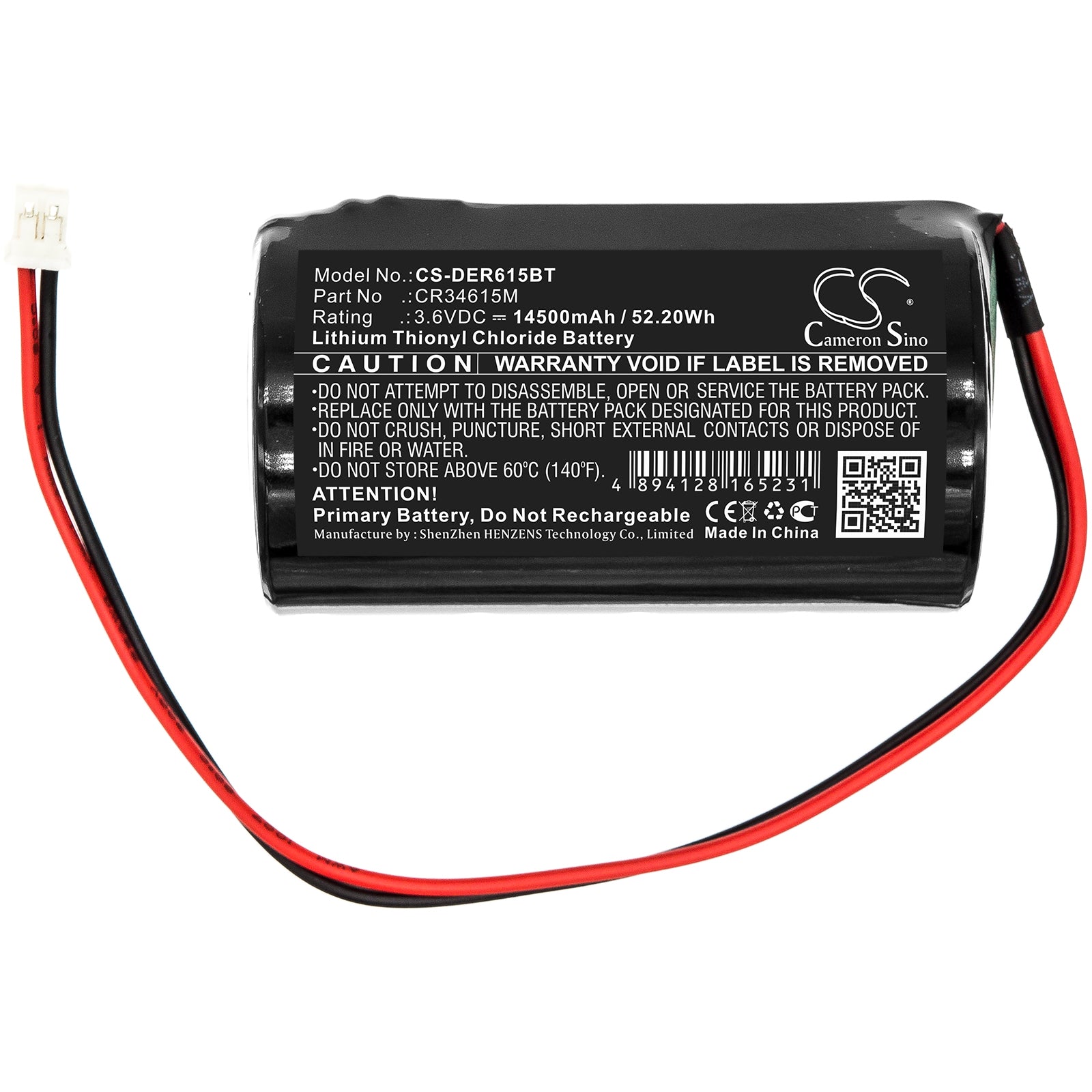 Li-SOCl2 Battery fits Pyronix, Enforcer Deltabell Siren Alarm 3.6V, 14500mAh Alarm System Cameron Sino Technology Limited