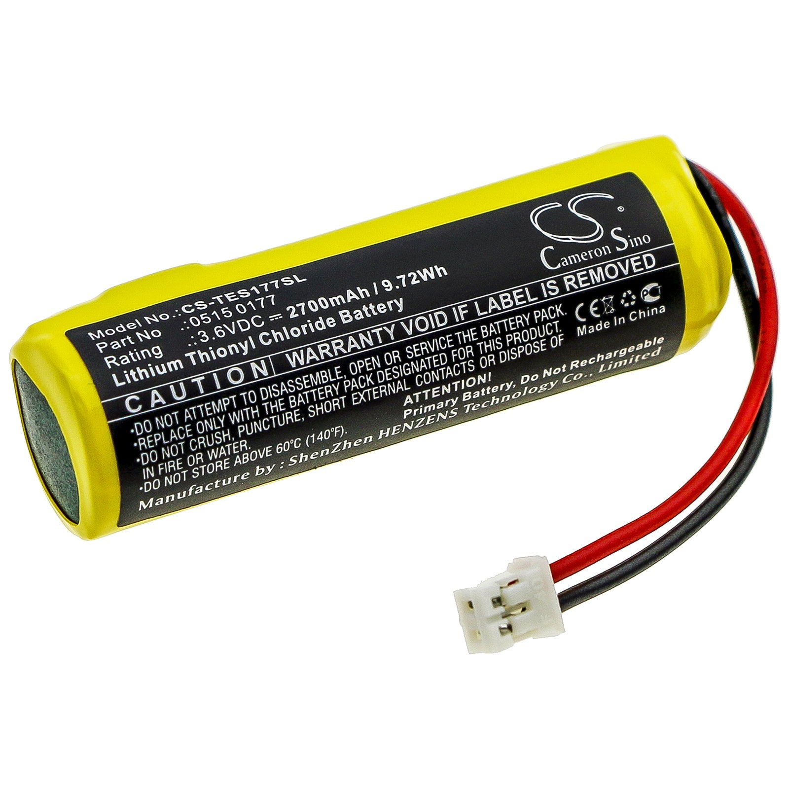 Li-SOCl2 Battery fits Testo, 175-t1, 175-t2, 177 Loggers 3.6V, 2700mAh PLC Cameron Sino Technology Limited
