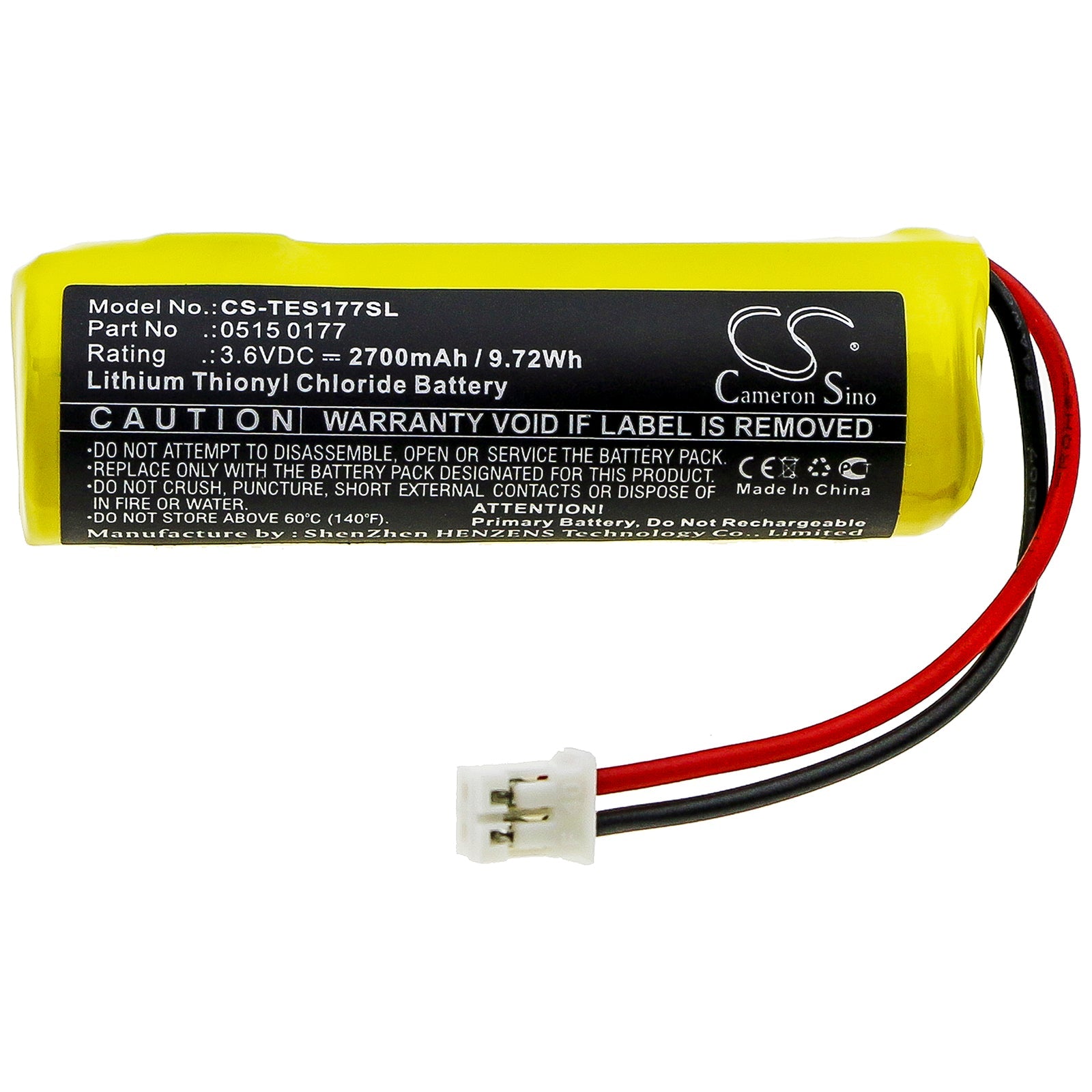 Li-SOCl2 Battery fits Testo, 175-t1, 175-t2, 177 Loggers 3.6V, 2700mAh PLC Cameron Sino Technology Limited