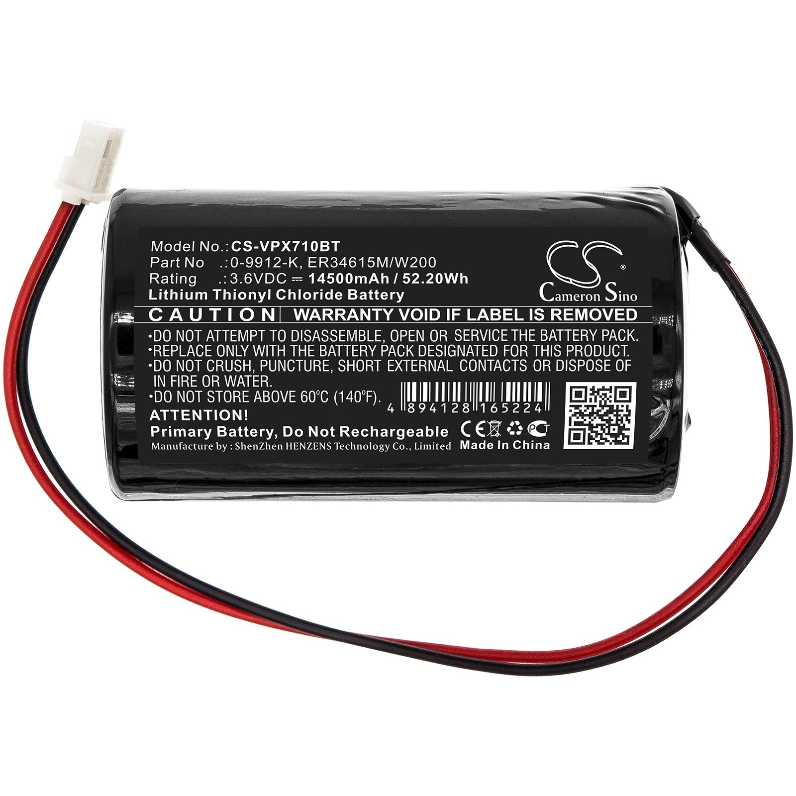 Li-SOCl2 Battery fits Visonic, Mc-s710, Mc-s720, Mcs-730 3.6V, 14500mAh Alarm System Cameron Sino Technology Limited
