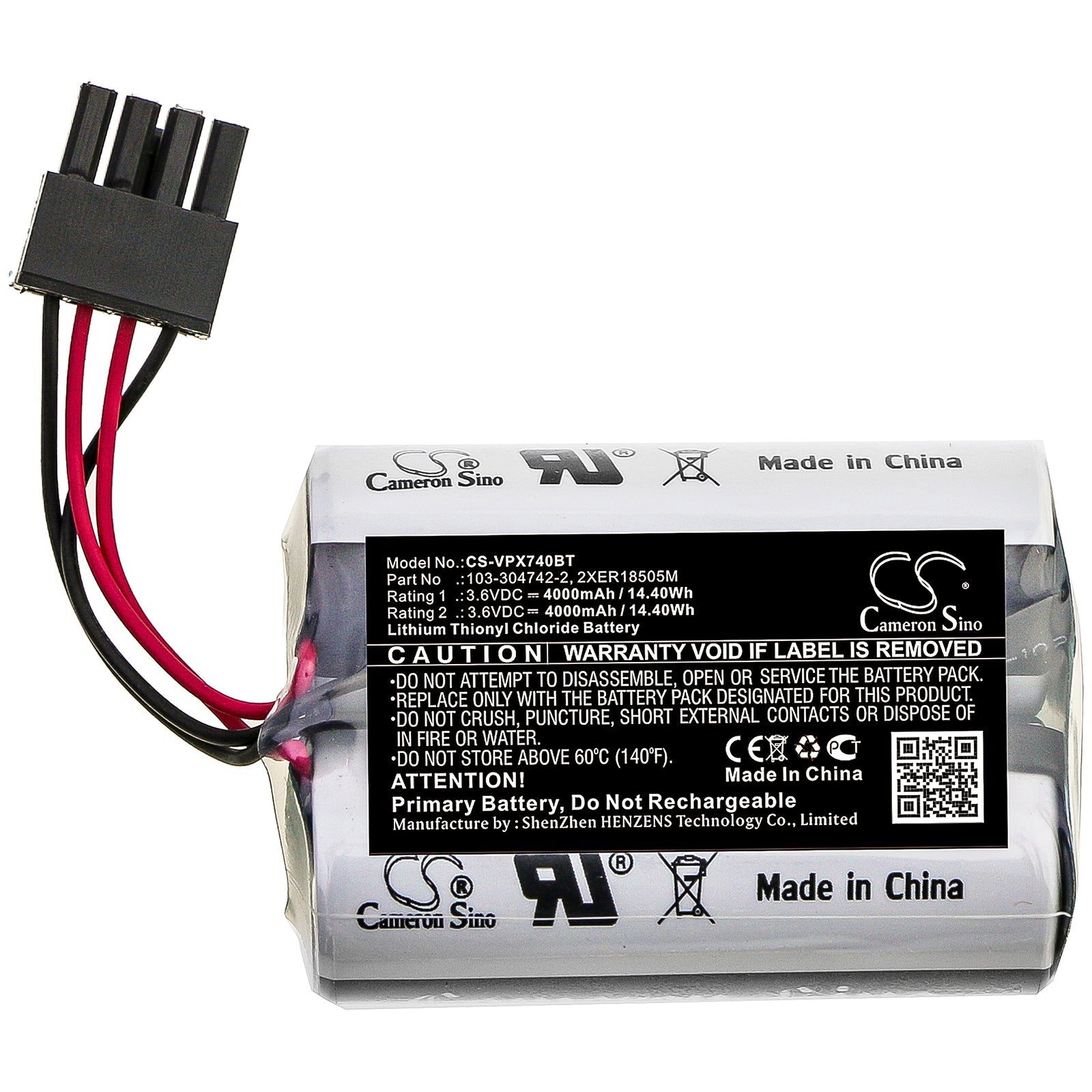 Li-SOCl2 Battery fits Visonic, Mcs-740, Sr-740 Pg2 3.6V, 4000mAh Alarm System Cameron Sino Technology Limited