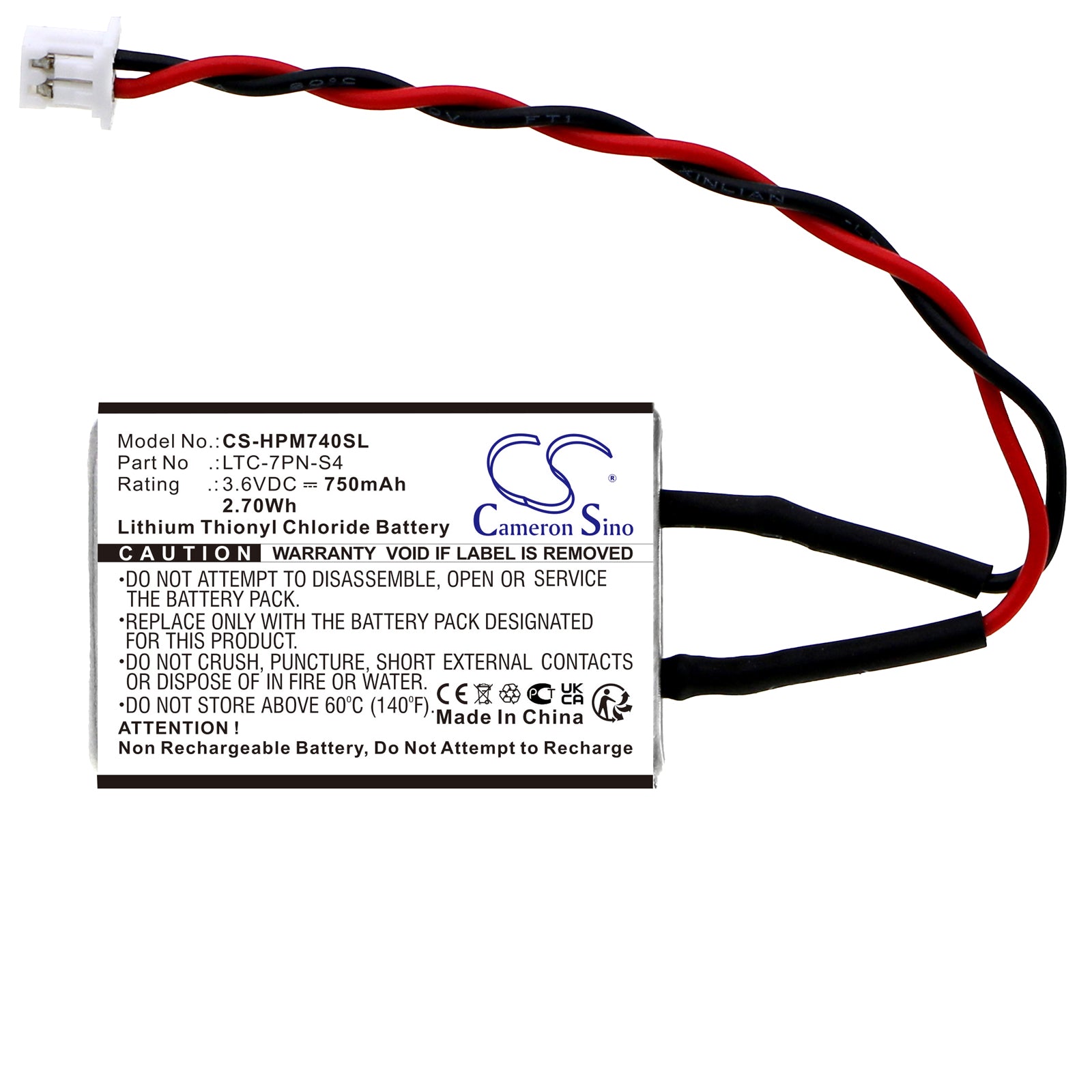 Li-SOCl2, PLC Battery fits Heidelberg Printer Memory, 3.6V, 750mAh PLC Cameron Sino Technology Limited
