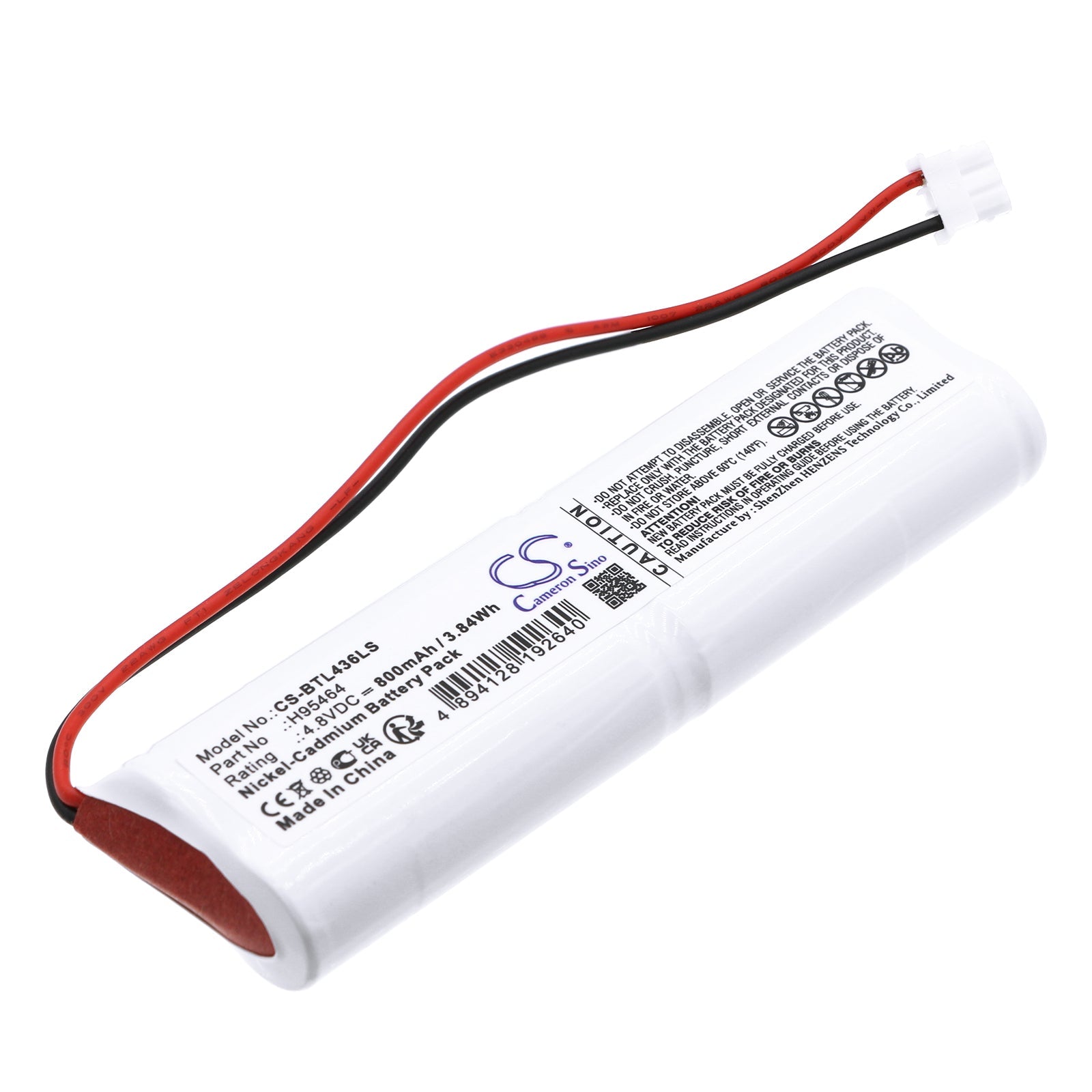 Ni-CD, Emergency Lighting Battery fits Bticino L4368/1, L4368/1l, 4.8V, 800mAh Emergency Lighting Cameron Sino Technology Limited