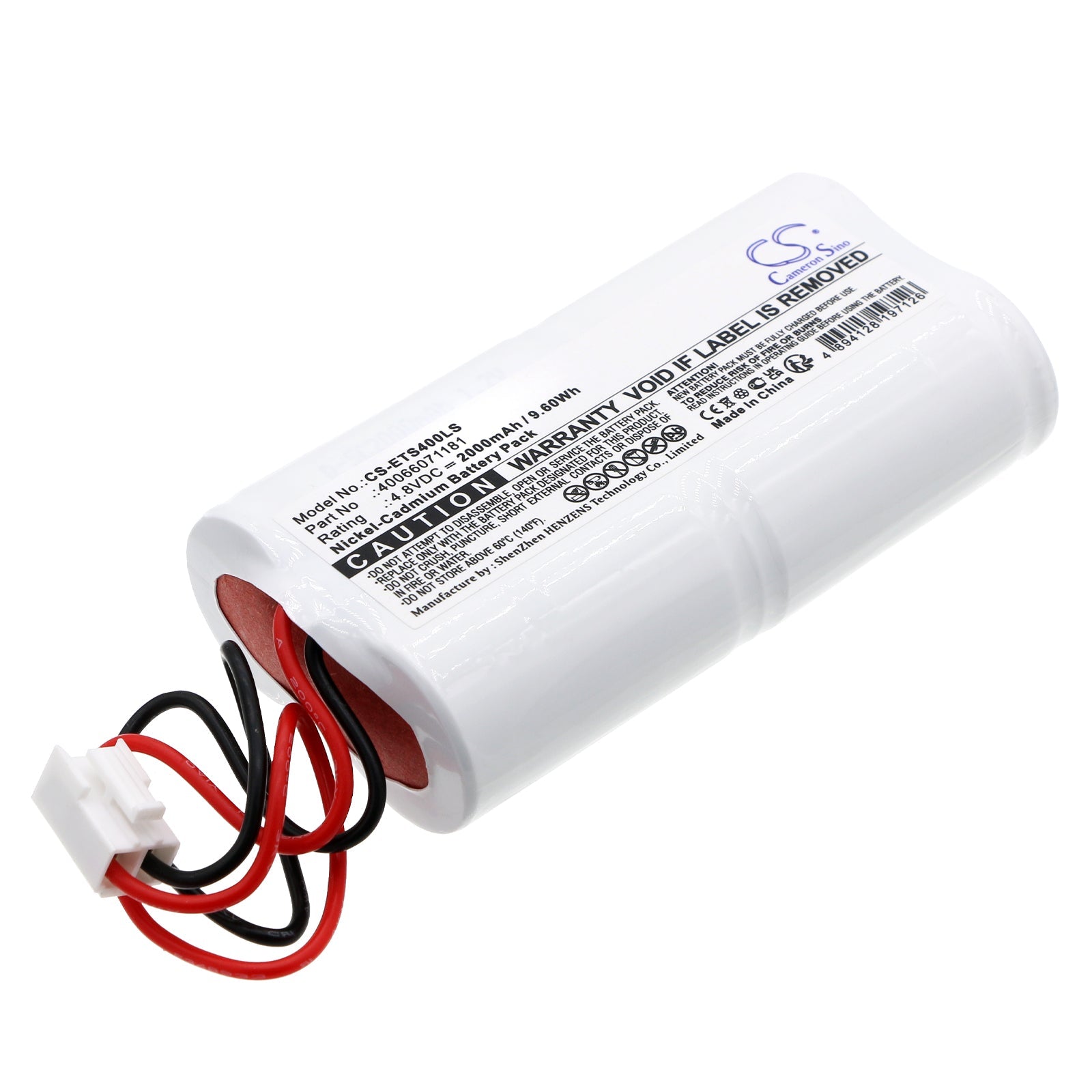 Ni-CD, Emergency Lighting Battery fits Eaton Ceag Lamp, Sv Euro 4 Led, 4.8V, 2000mAh Emergency Lighting Cameron Sino Technology Limited