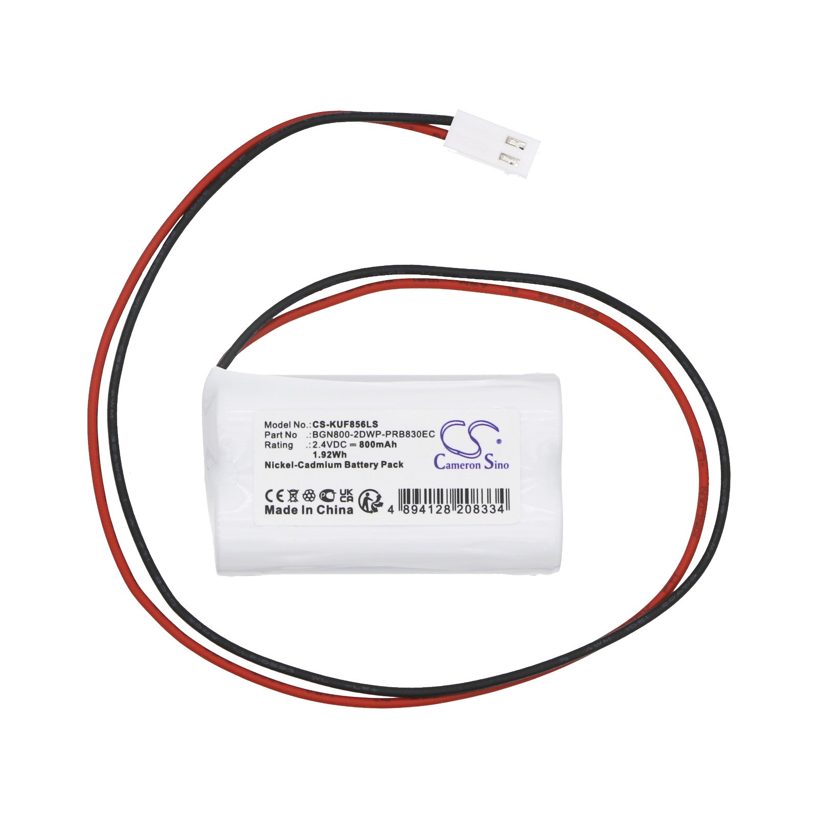 Ni-CD, Emergency Lighting Battery fits Kaufel 850.0061, Fire Exit Light, 2.4V, 800mAh Emergency Lighting Cameron Sino Technology Limited