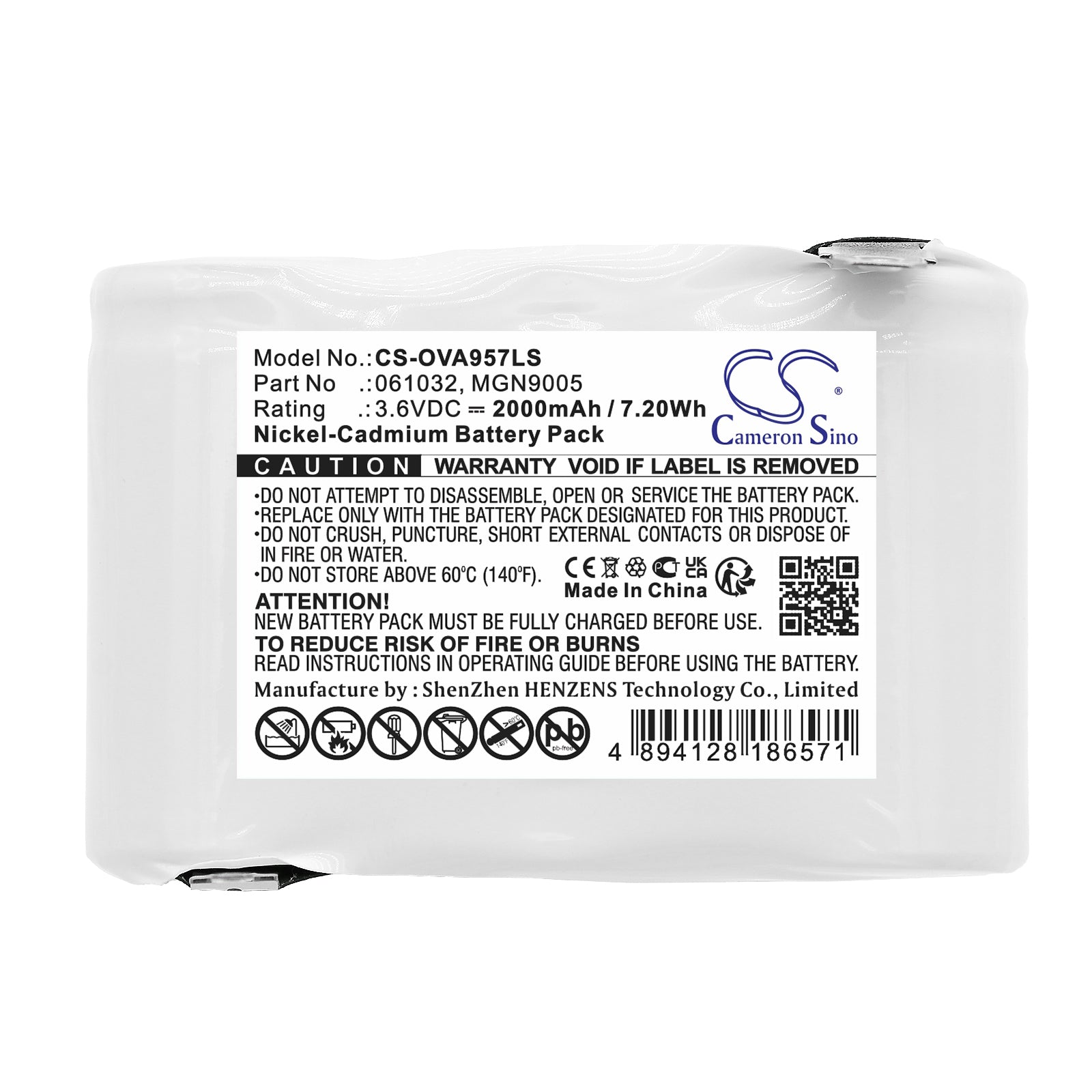 Ni-CD, Emergency Lighting Battery fits Legrand 061032, 62540, 3.6V, 2000mAh Emergency Lighting Cameron Sino Technology Limited