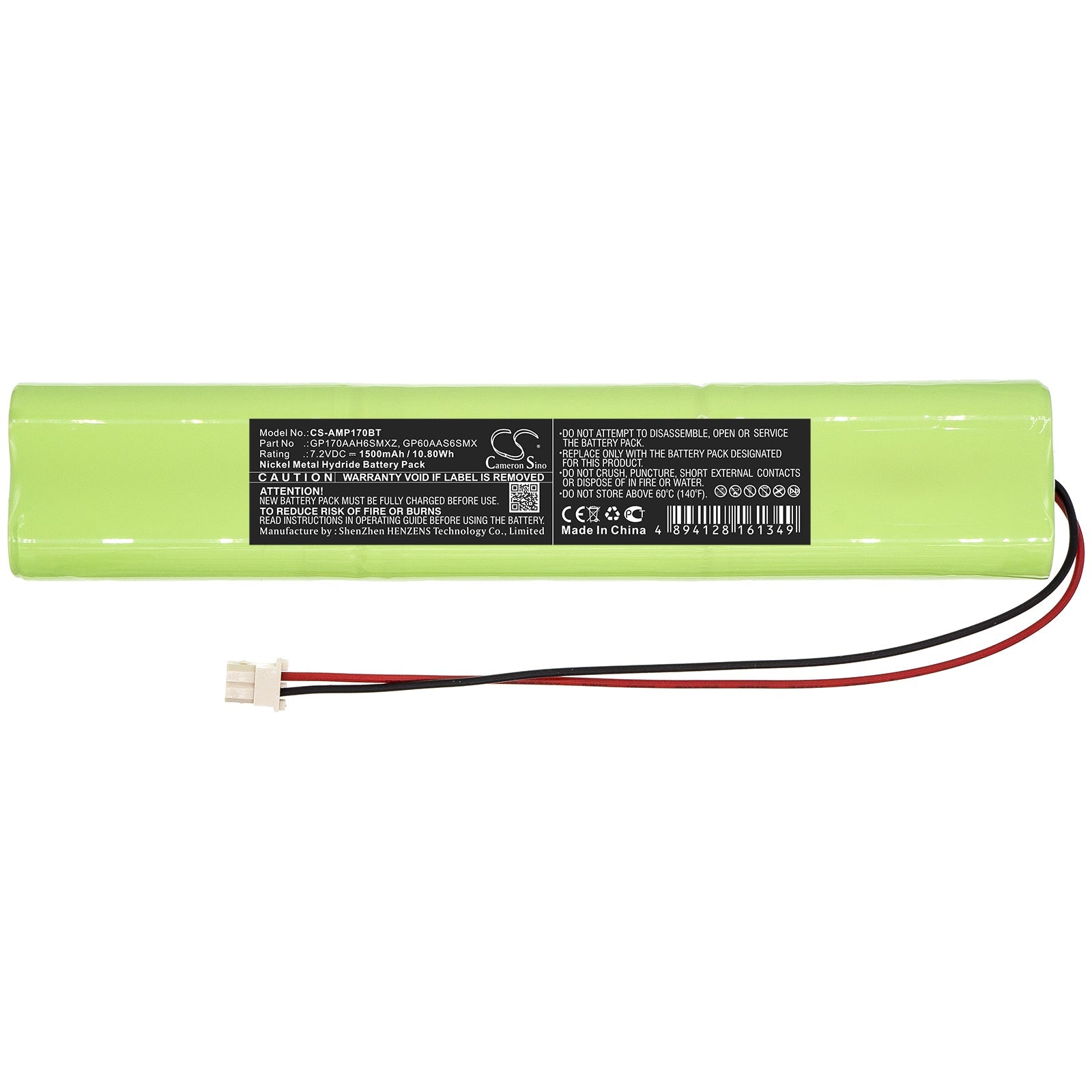 Ni-MH Battery fits Aem, Gp170aah6smxz, Gp60aas6smx 7.2V, 1500mAh Alarm System Cameron Sino Technology Limited