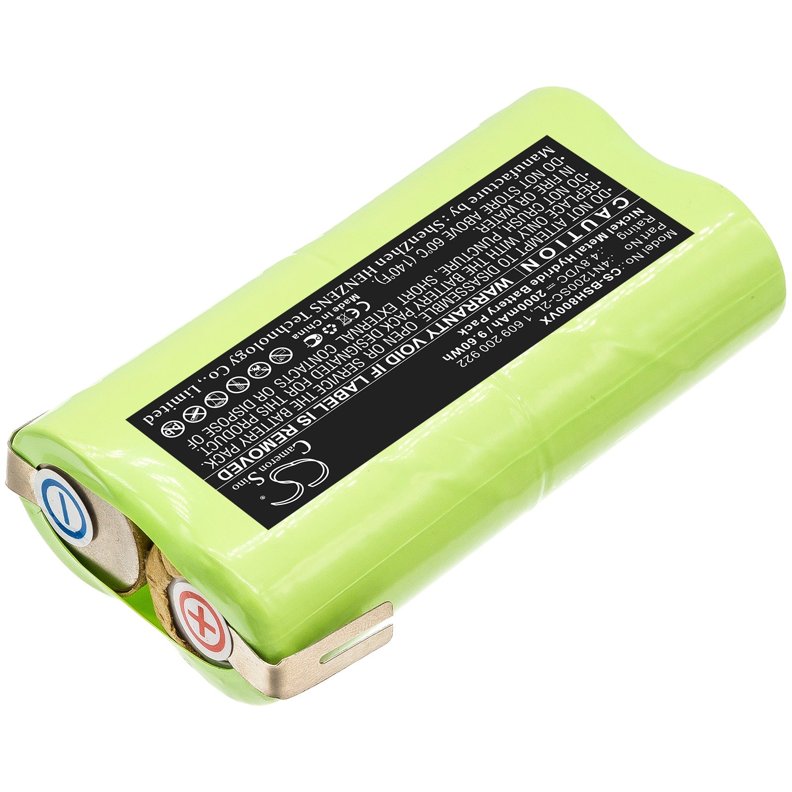 Ni-MH Battery fits Bosch, 1 609 200 922, 1 609 390 002, 4n1200sc-2l 4.8V, 2000mAh Vacuum Cameron Sino Technology Limited