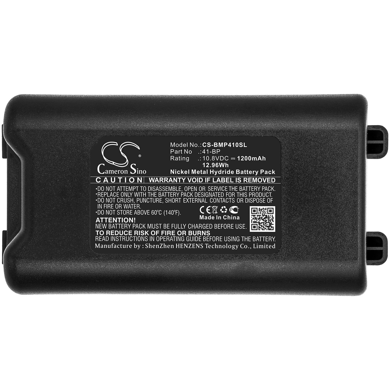 Ni-MH Battery fits Brady, 41-bp 10.8V, 1200mAh Portable Printer Cameron Sino Technology Limited
