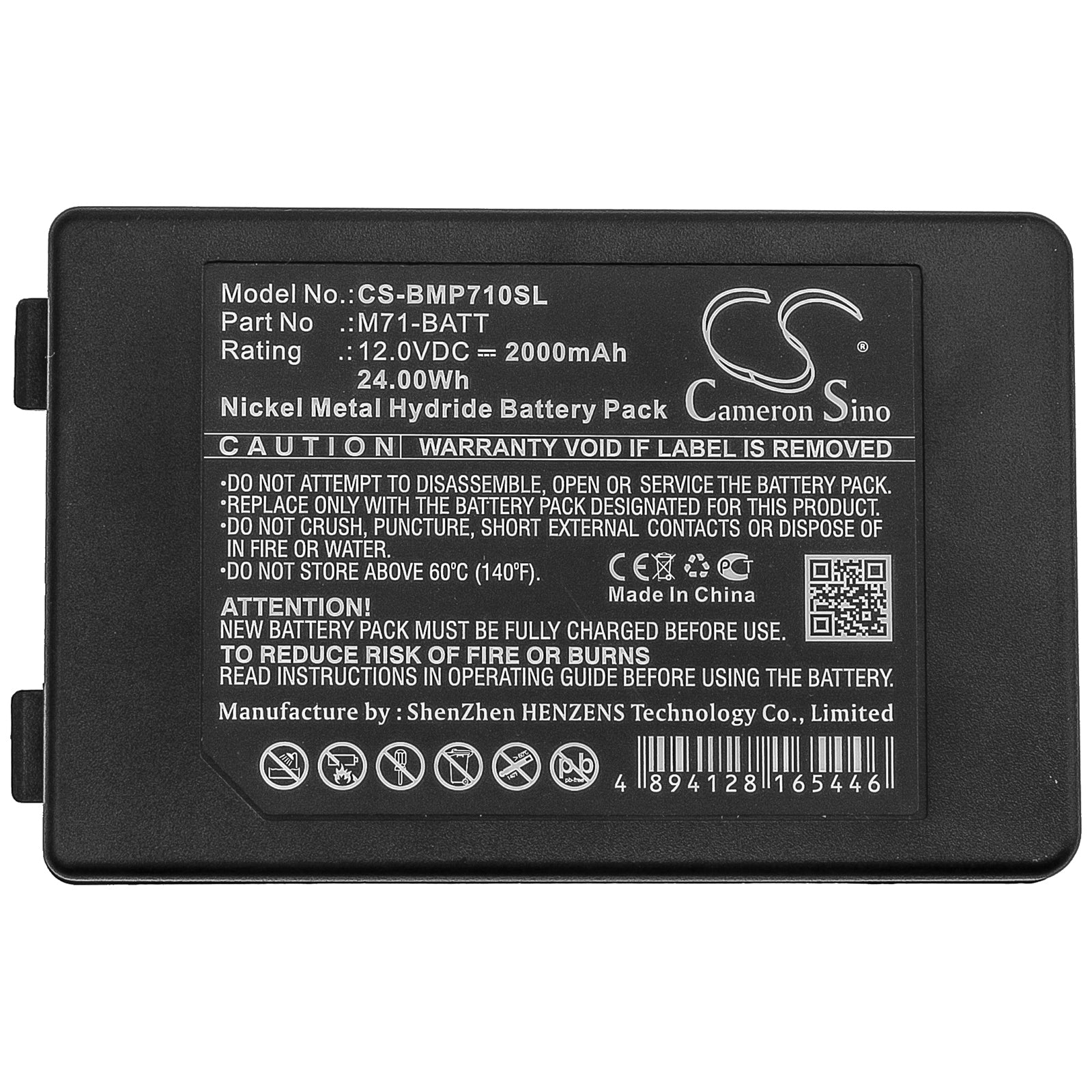 Ni-MH Battery fits Brady, Bmp71 12.0V, 2000mAh Portable Printer Cameron Sino Technology Limited