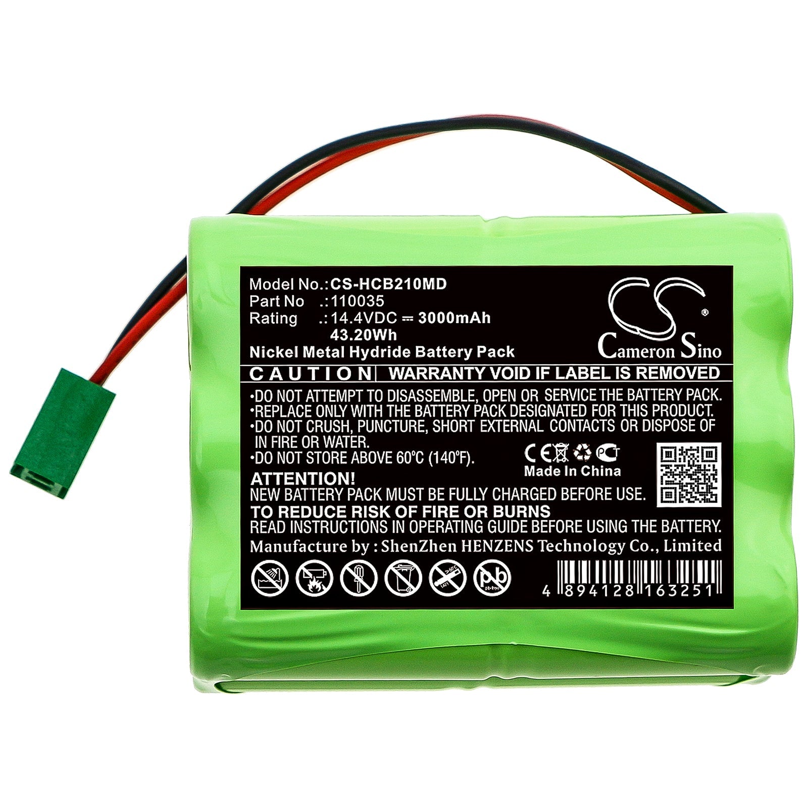 Ni-MH Battery fits Hellige, Scb2 Defibrillator 14.4V, 3000mAh Medical Cameron Sino Technology Limited