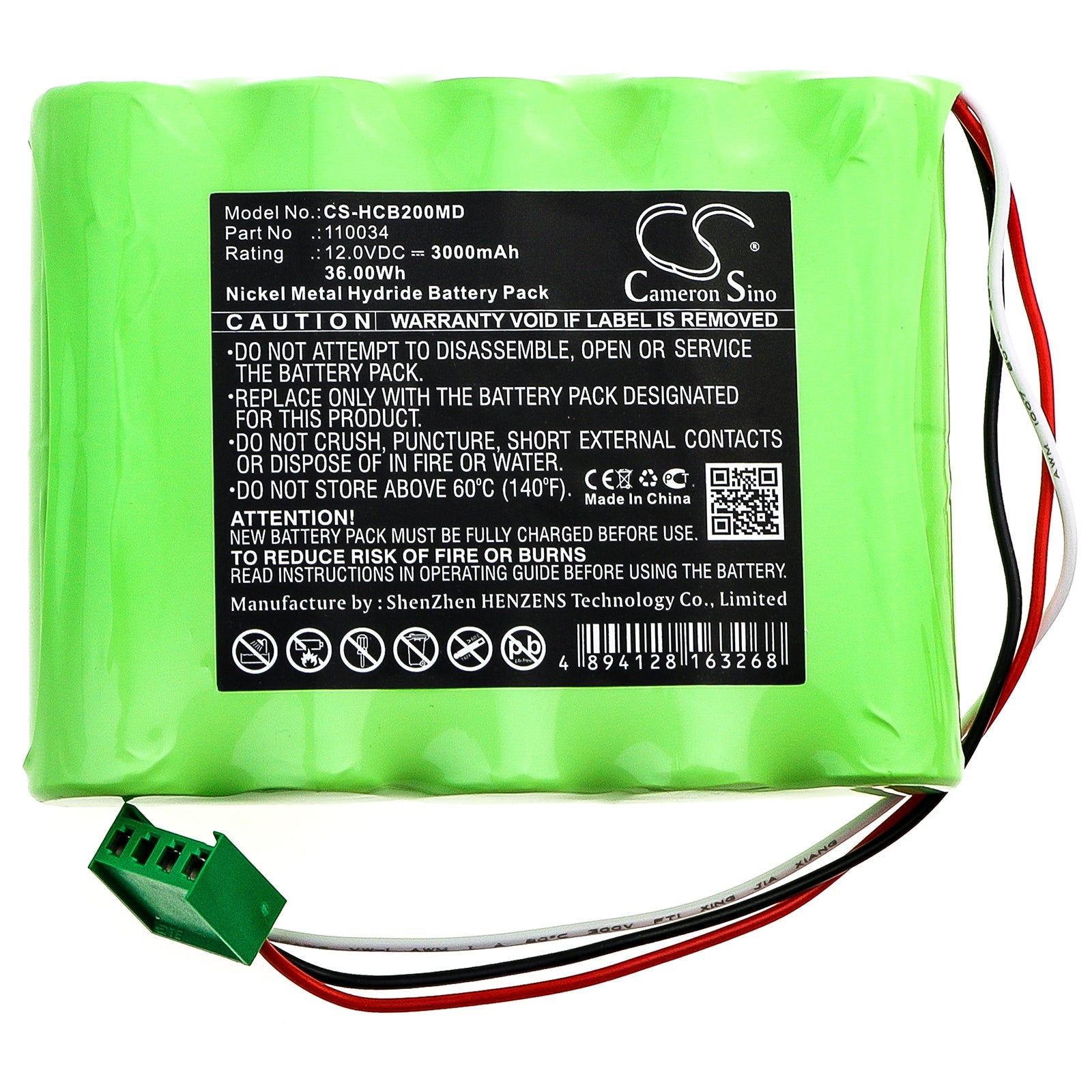 Ni-MH Battery fits Hellige, Scb2 Scope 12.0V, 3000mAh Medical Cameron Sino Technology Limited