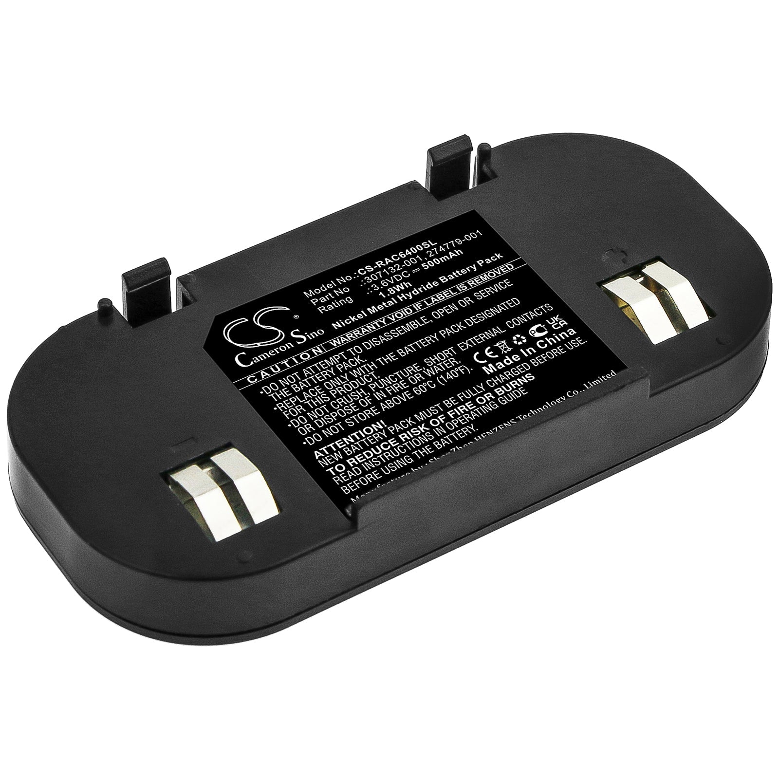 Ni-MH Battery fits Hp, 201201-001, 201201-371, 201201-aa1 3.6V, 500mAh RAID Controller Cameron Sino Technology Limited