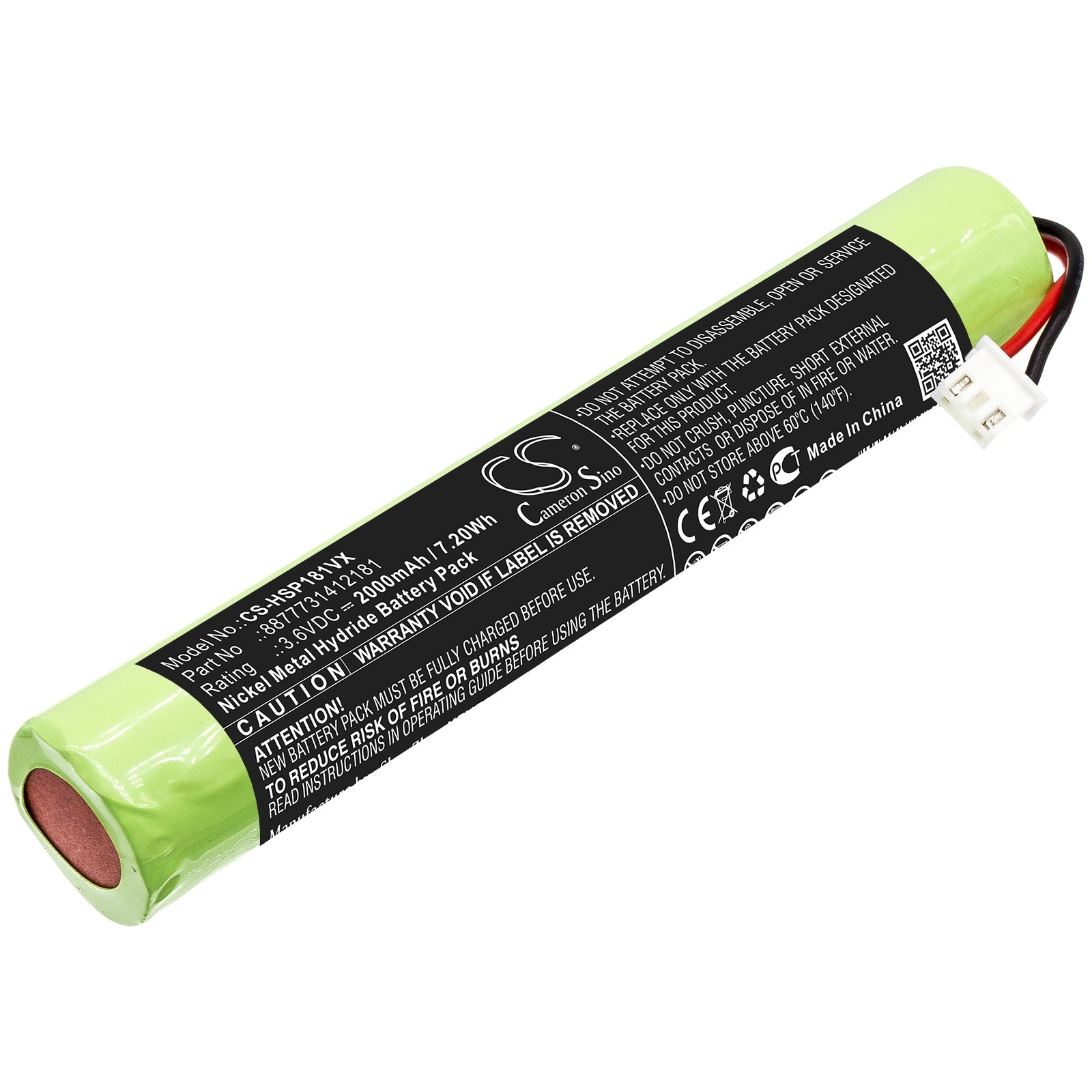Ni-MH Battery fits Hurricane, 8877731412181 3.6V, 2000mAh Vacuum Cameron Sino Technology Limited