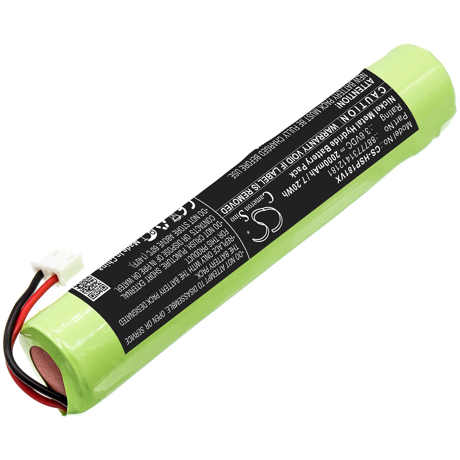 Ni-MH Battery fits Hurricane, 8877731412181 3.6V, 2000mAh Vacuum Cameron Sino Technology Limited